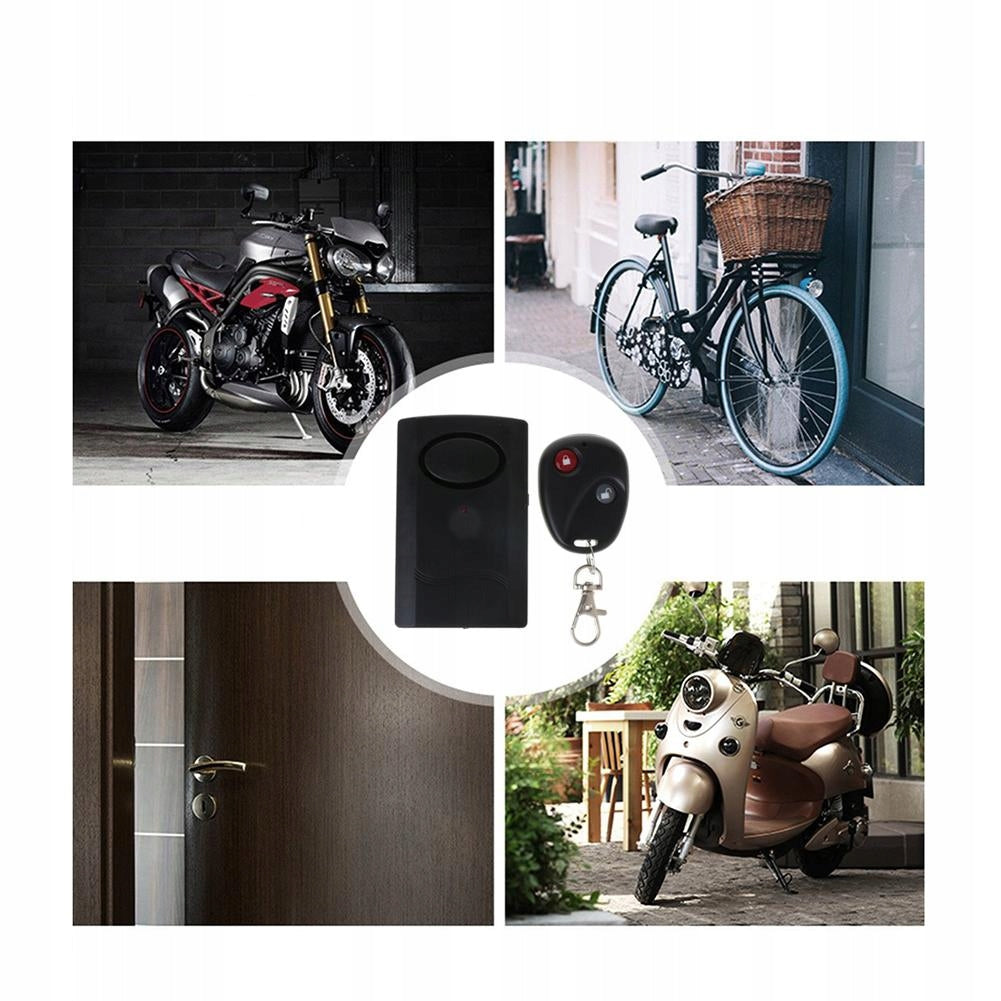 BATTERY ALARM REMOTE CONTROL WIRELESS BICYCLE QUAD SHOCK SENSOR 120db Color black