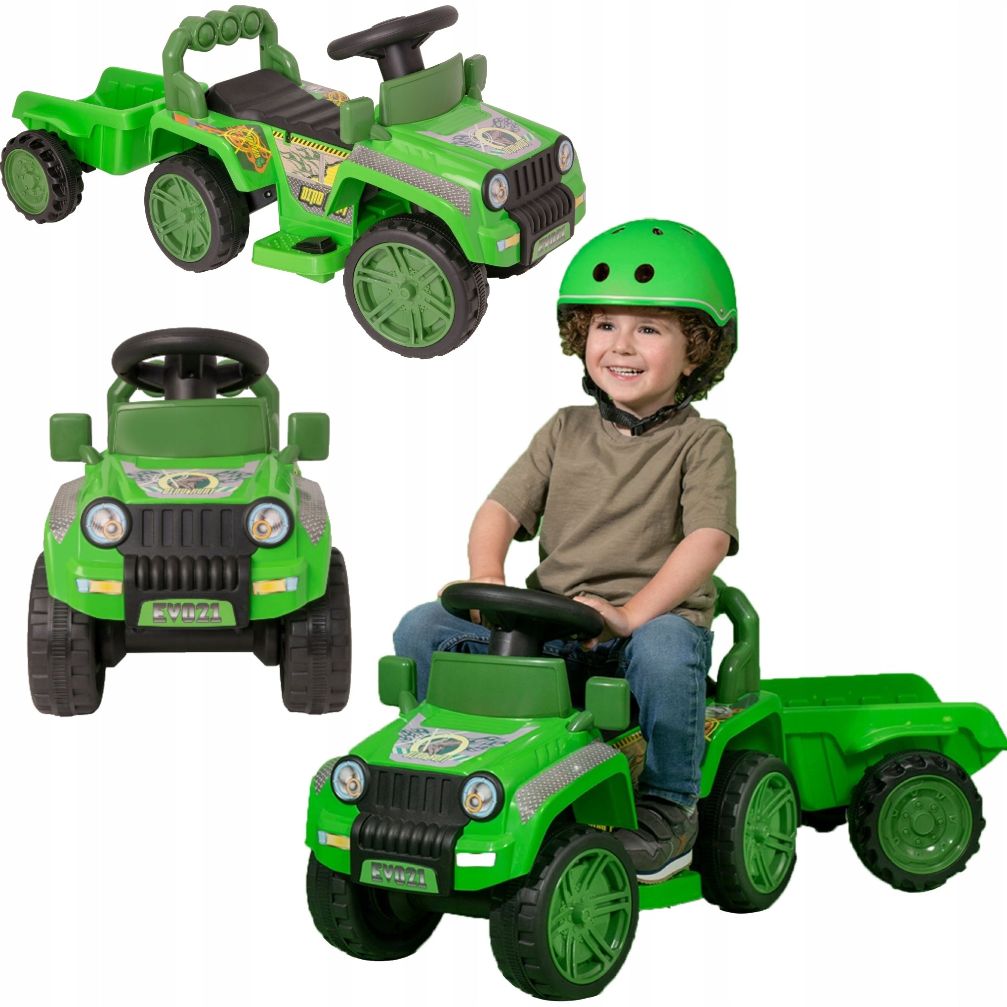 BATTERY CAR OFF-ROAD RIDER JURASSIC VEHICLE WITH DETACHABLE TRAILER