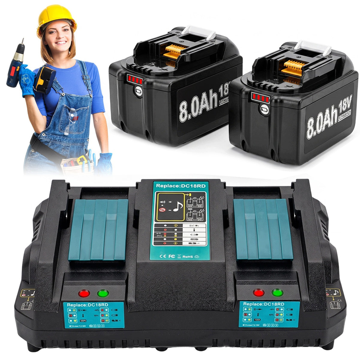 BATTERY CHARGER MK 18V 6A DUAL CHANNEL WITH 2 BATTERIES