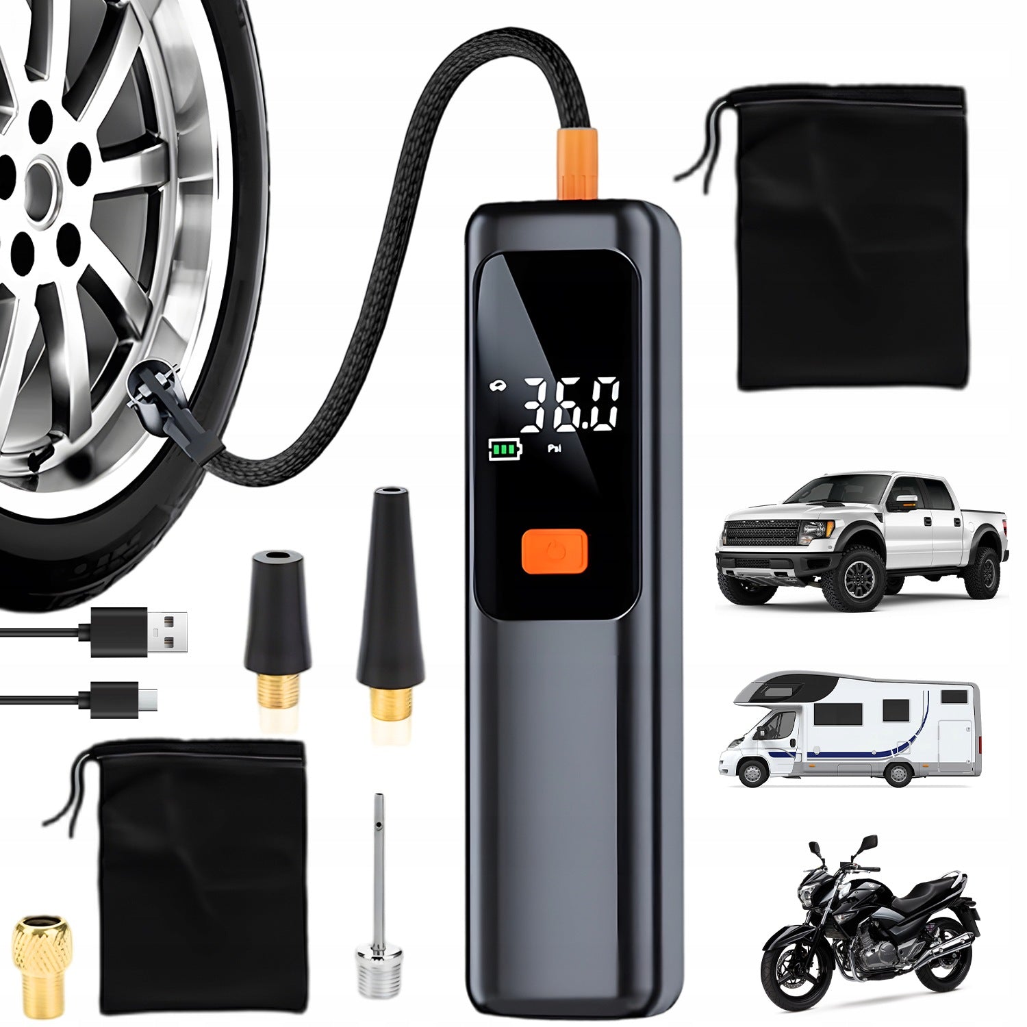 BATTERY COMPRESSOR PORTABLE PUMP FOR CAR BIKE MATTRESS BALL