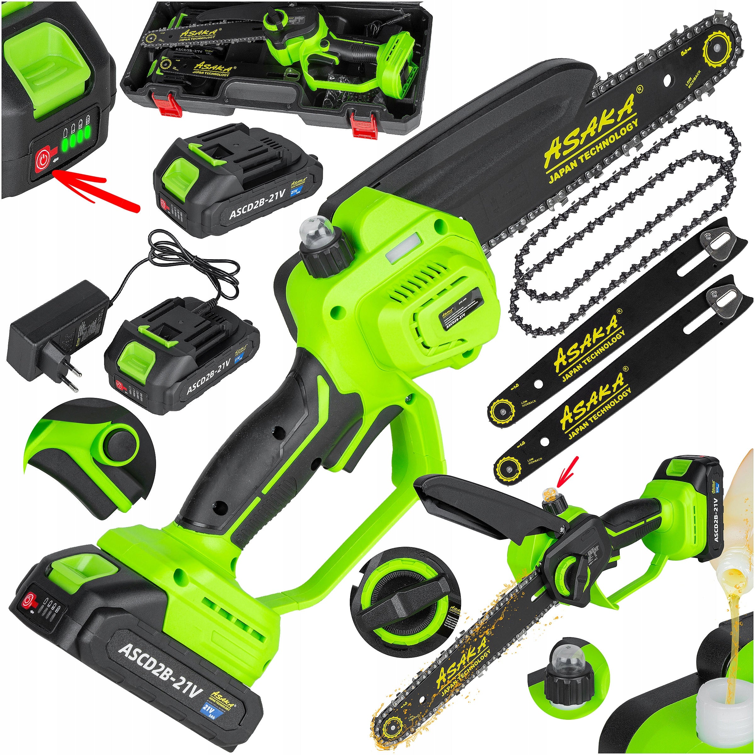 BATTERY Chainsaw 8" BRUSHLESS Chain Lubrication 2Bate