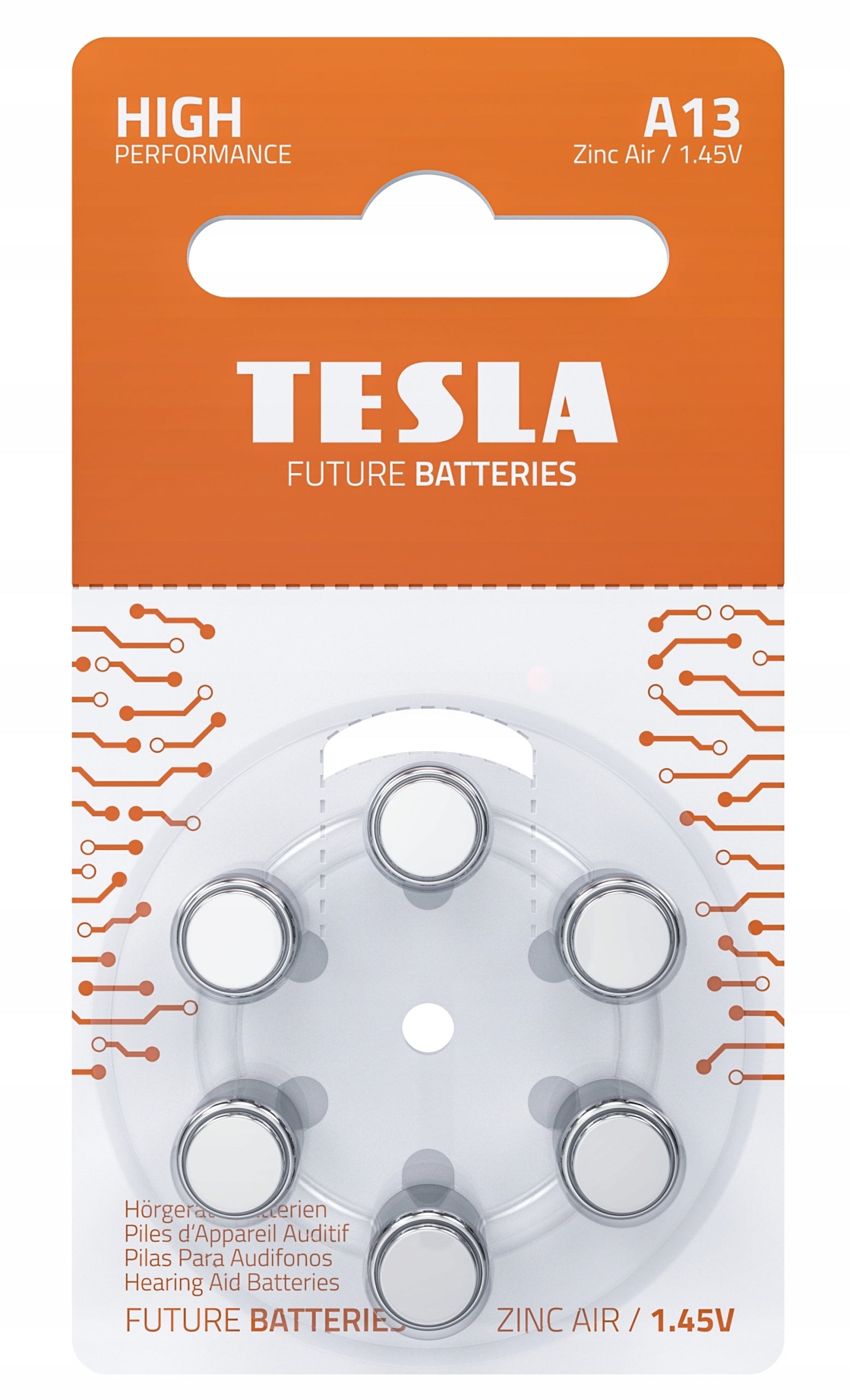 BATTERY FOR HEARING AID TESLA A13/PR48 1.45V 6 PIECES