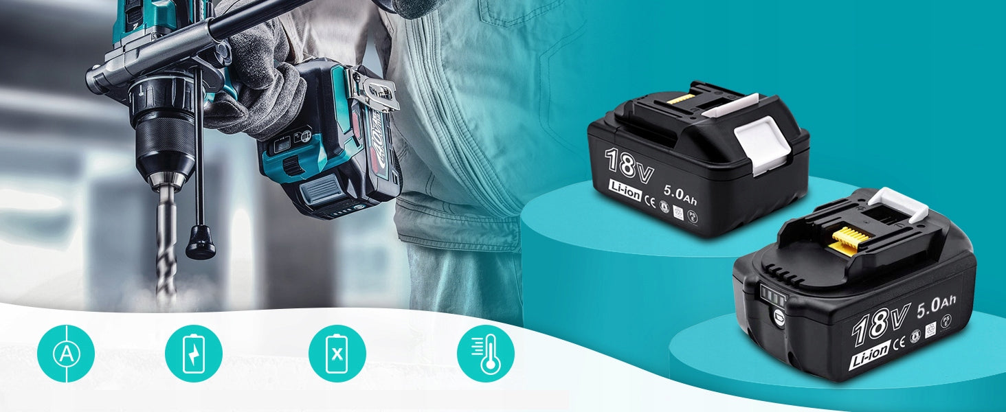 BATTERY FOR MAKITA TOOL 5AH 18V BL1860B BL1850 BL1855 WITH LED INDICATORS Manufacturer code BL1850B