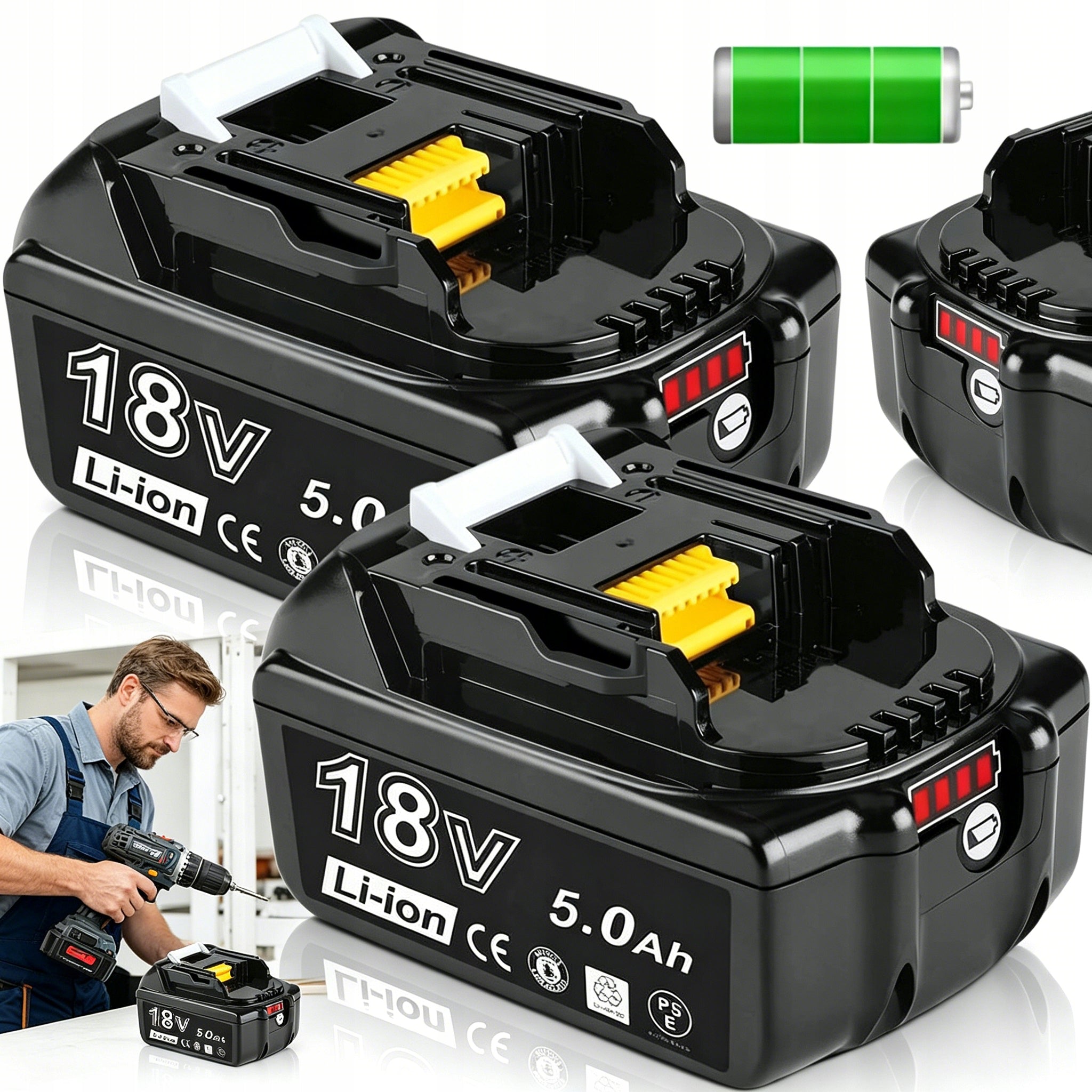 BATTERY FOR MAKITA TOOL 5AH 18V BL1860B BL1850 BL1855 WITH LED INDICATORS