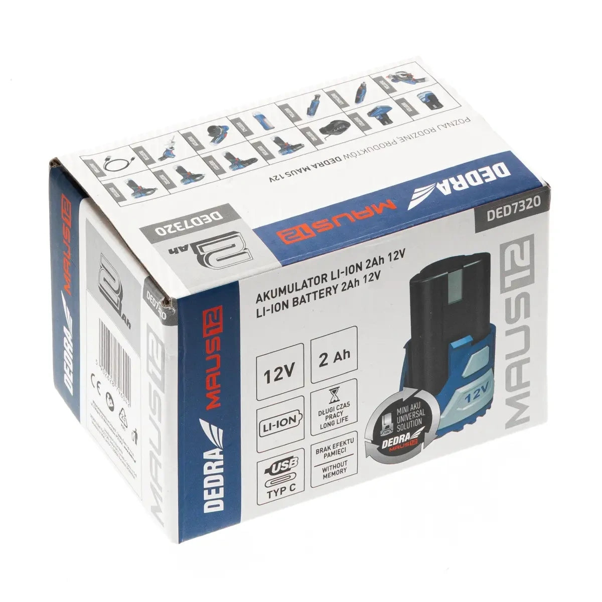 BATTERY FOR POWER TOOLS 12V LI-ION 2.0AH MAUS DED7320 DEDRA Packaging status original