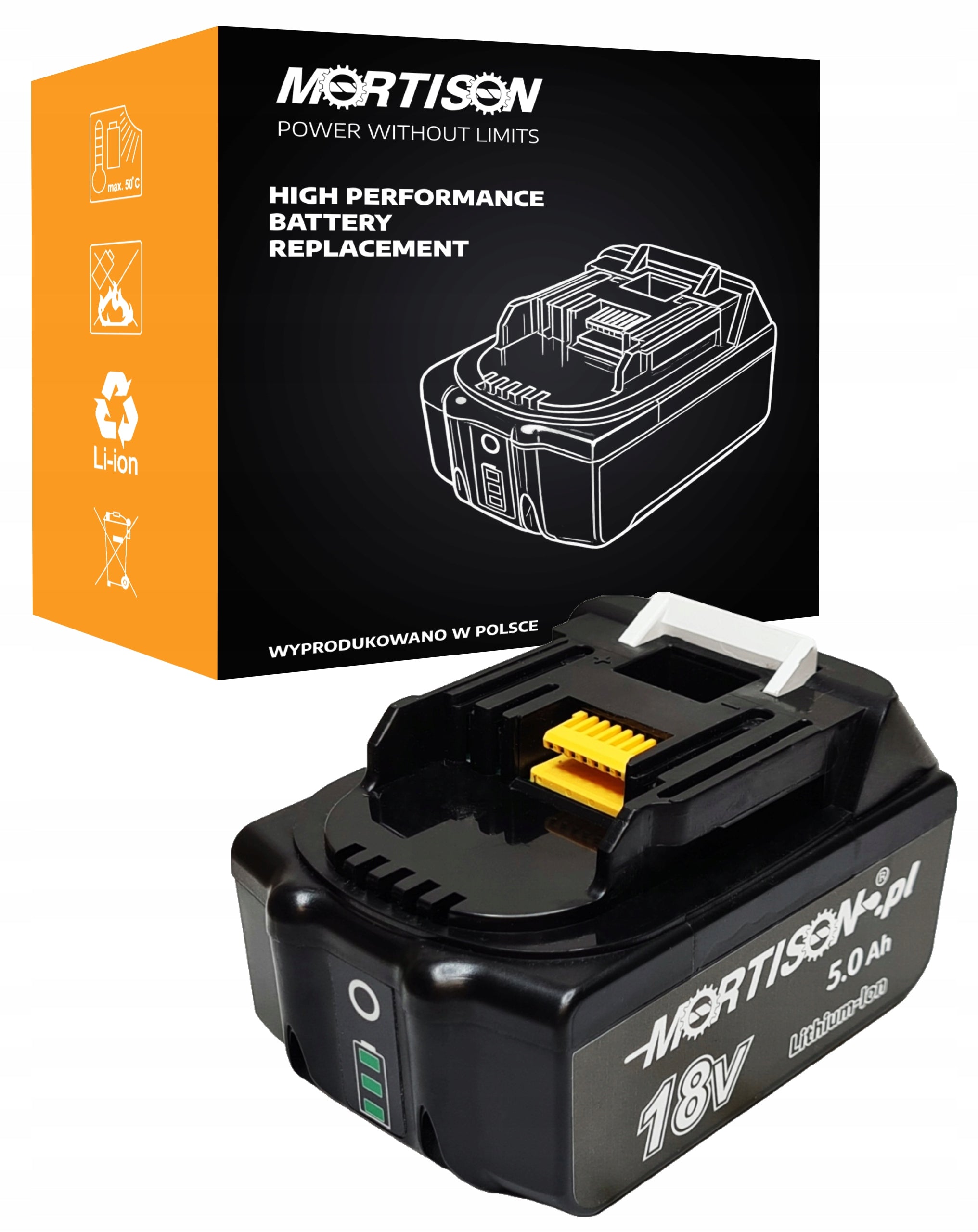 BATTERY MORTISON REPLACEMENT FOR MAKITA 18V 5,0 Ah BL1850 5AH BATTERY