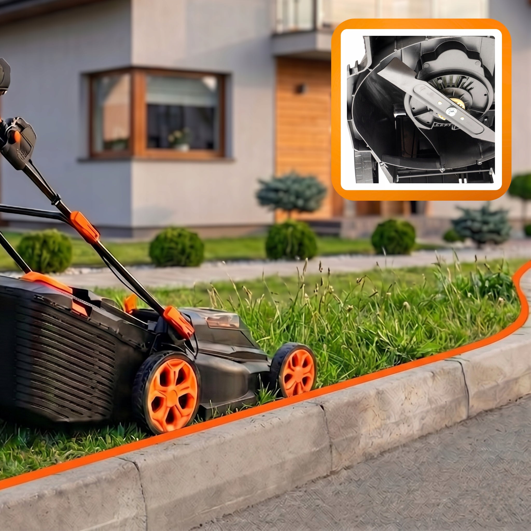 BATTERY MOWER 38CM 45L 40V INDUCTION MOTOR + 2X AKU + CHARGER Basket capacity 45 l