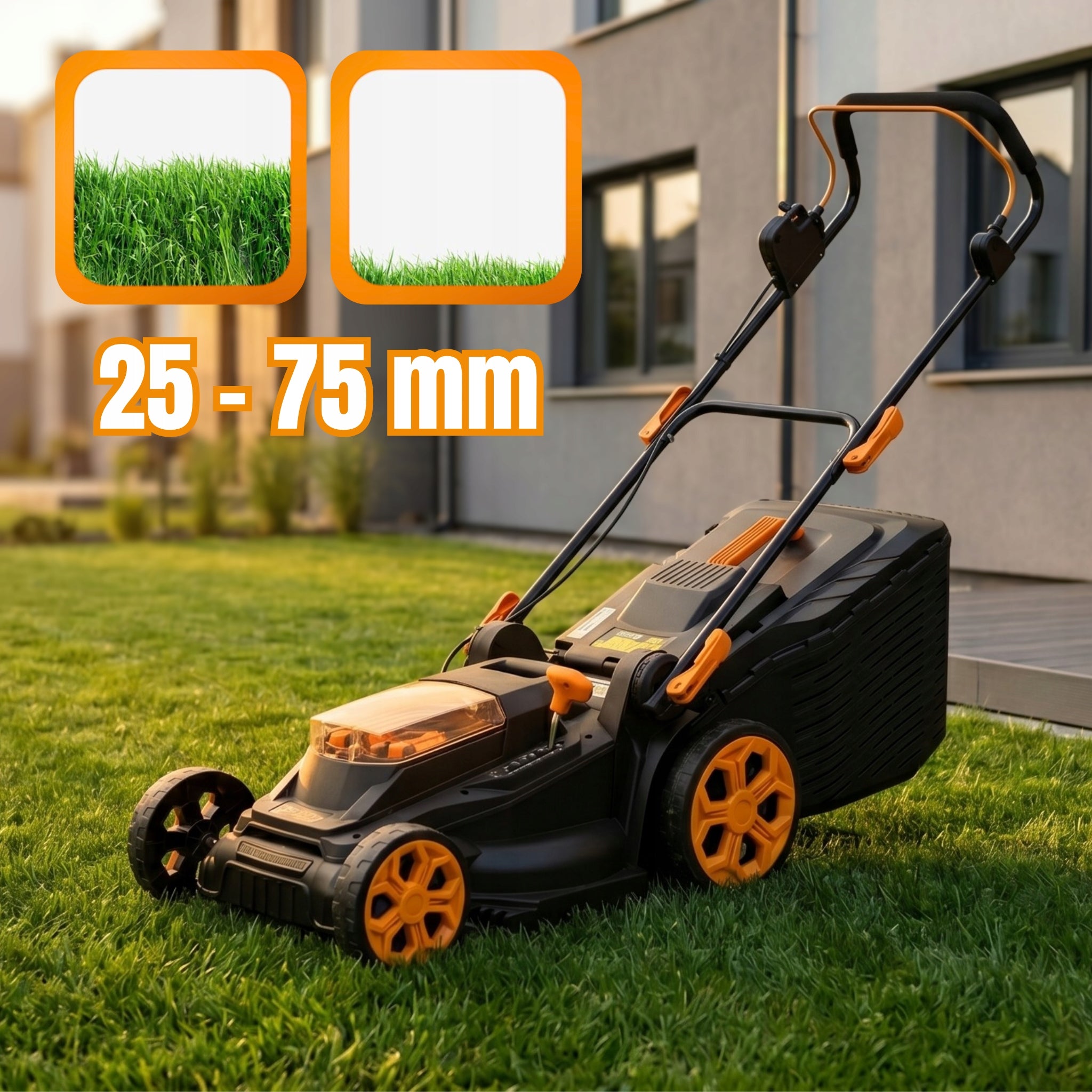 BATTERY MOWER 38CM 45L 40V INDUCTION MOTOR + 2X AKU + CHARGER Mowing width 38 cm