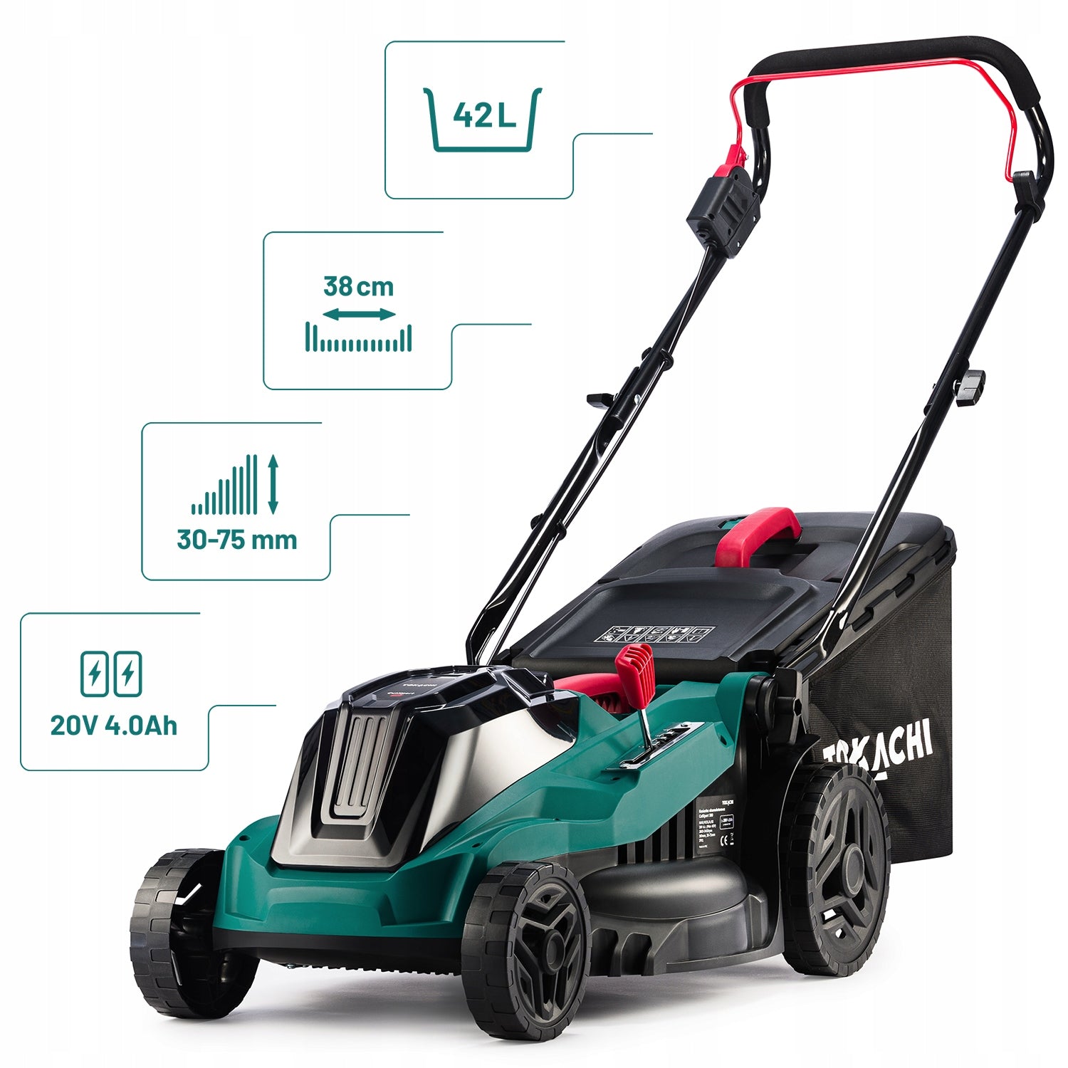 BATTERY MOWER 38CM STRONG 40V TWO BATTERIES 8AH BASKET 42L + CHARGER Model CutXpert 380