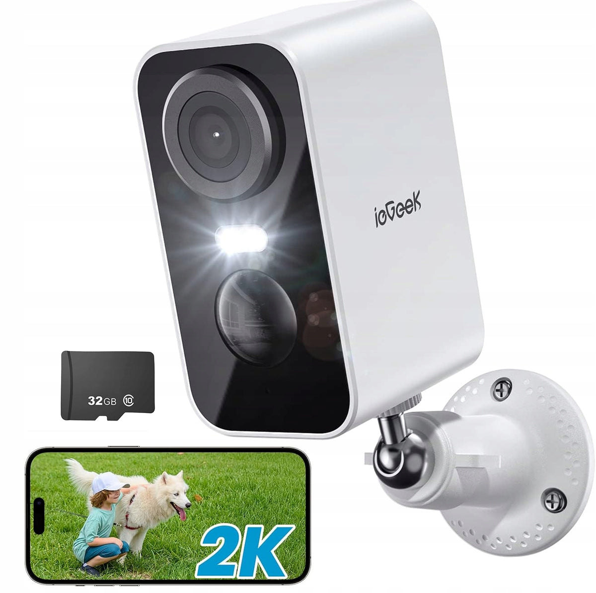 BATTERY OPERATED CAMERA WIRELESS IP WIFI 3MPX DOUBLE SIDED AUDIO 32GB SLOT SD