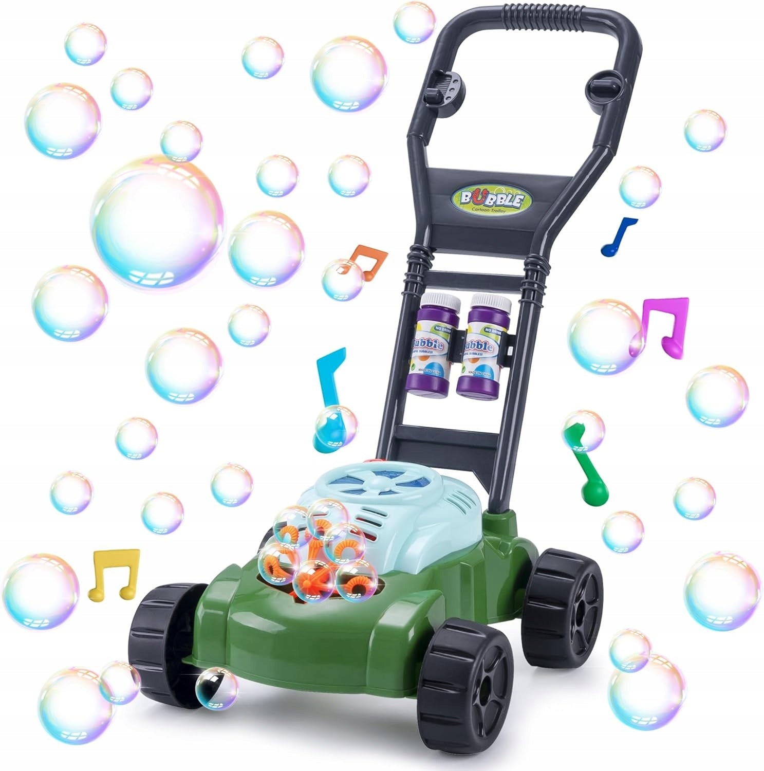 BATTERY OPERATED MOWER FOR KIDS RELEASES SOAP BUBBLES Bubble Generator LIQUID Packaging status original