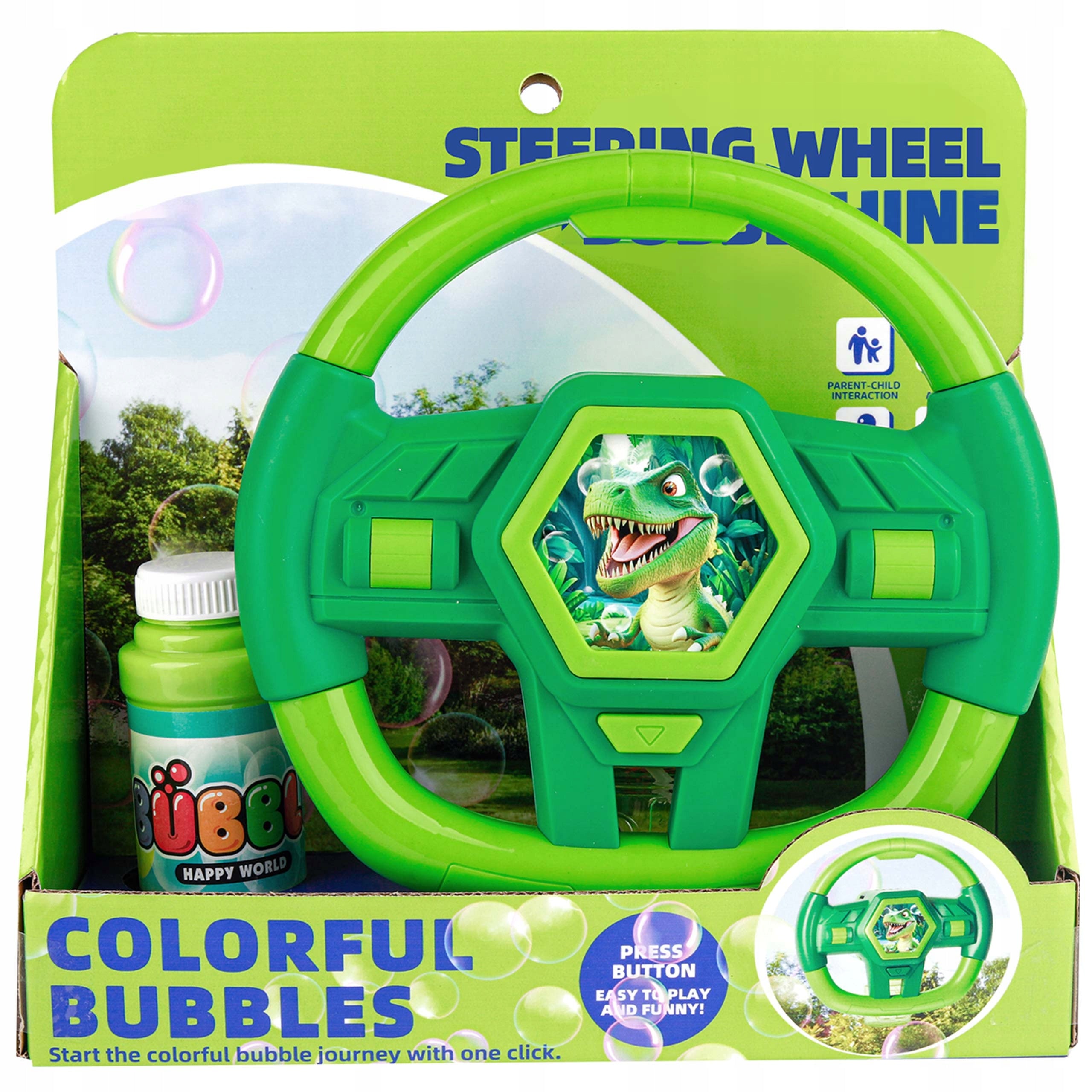 BATTERY OPERATED SOAP BUBBLE STEERING WHEEL DINOSAUR LIQUID LED LIGHT FOR KIDS Manufacturer code Dino
