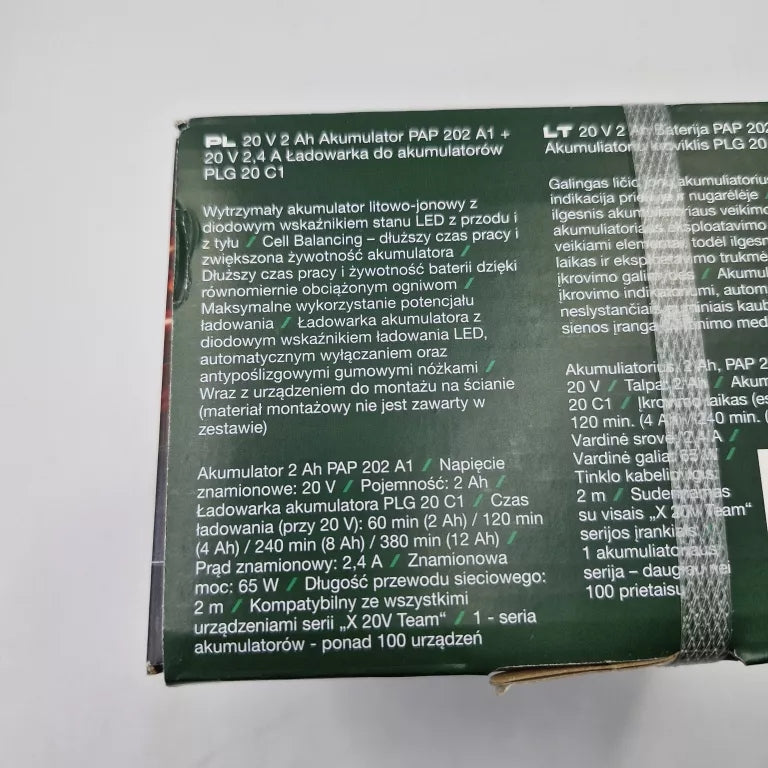 BATTERY PARKSIDE PAP 202 A1+ CHARGER AKU. PLG 20 C1 Number of items in the set 2