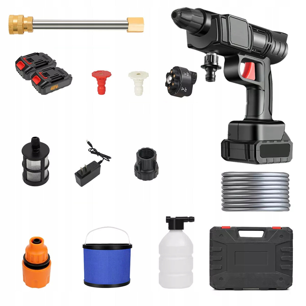 BATTERY PRESSURE WASHER 2 BATTERIES 2 Ah 21V FOAMER AND SUITCASE Manufacturer code 48V Myjka wysokociśnieniowa
