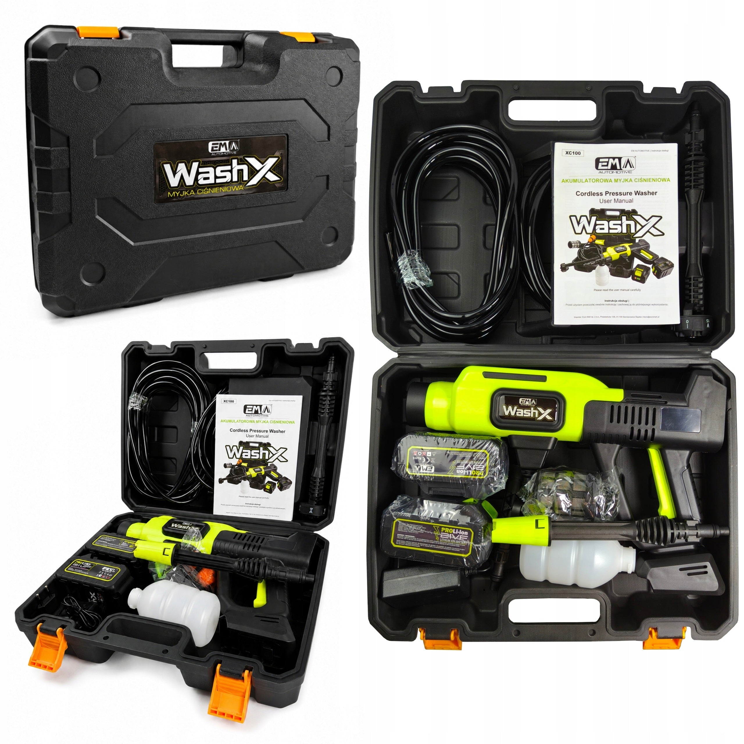 BATTERY PRESSURE WASHER 2 X AKU 21V 2,6Ah 80BAR MULTI NOZZLE SET Manufacturer code MYJKA CIŚNIENIOWA AKUMULATOROWA MULTI DYSZA