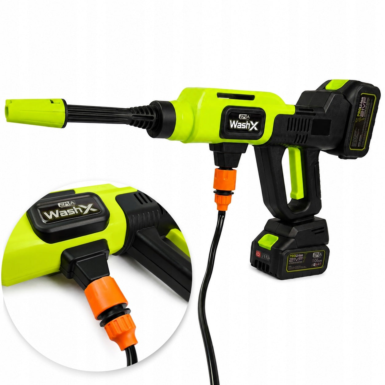 BATTERY PRESSURE WASHER 2 X AKU 21V 2,6Ah 80BAR MULTI NOZZLE SET Packaging status original