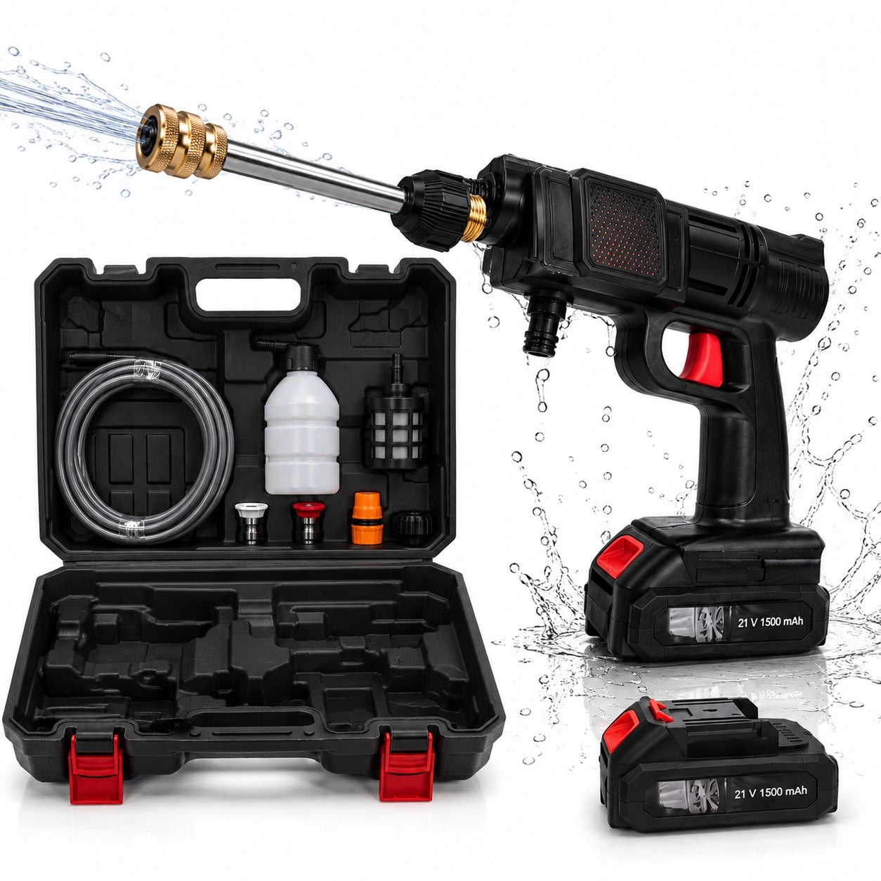 BATTERY PRESSURE WASHER 26 BAR SPRAY GUN 2xAKU + SUITCASE