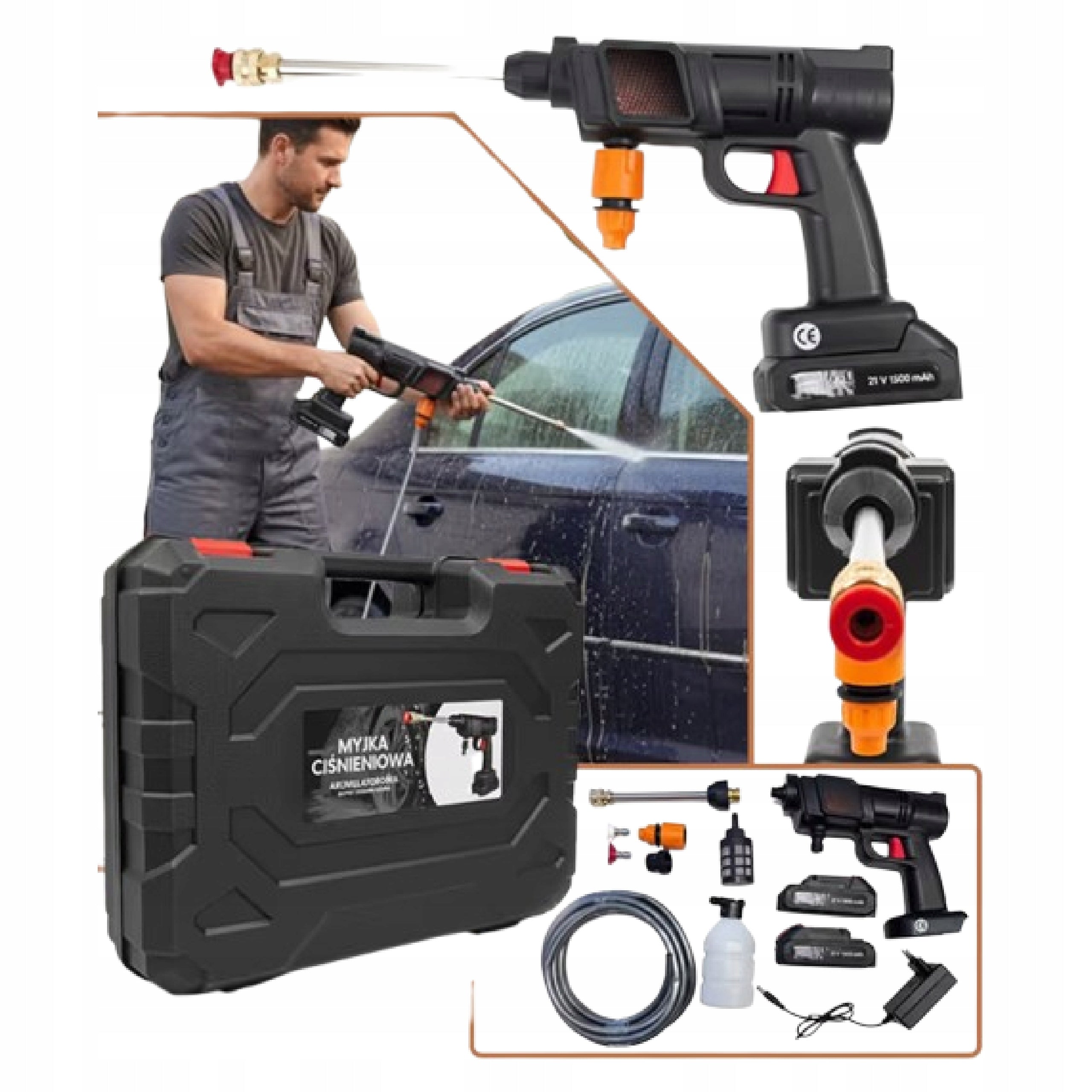 BATTERY PRESSURE WASHER 2x2A SUITCASE WASHING SET 2 BATTERIES