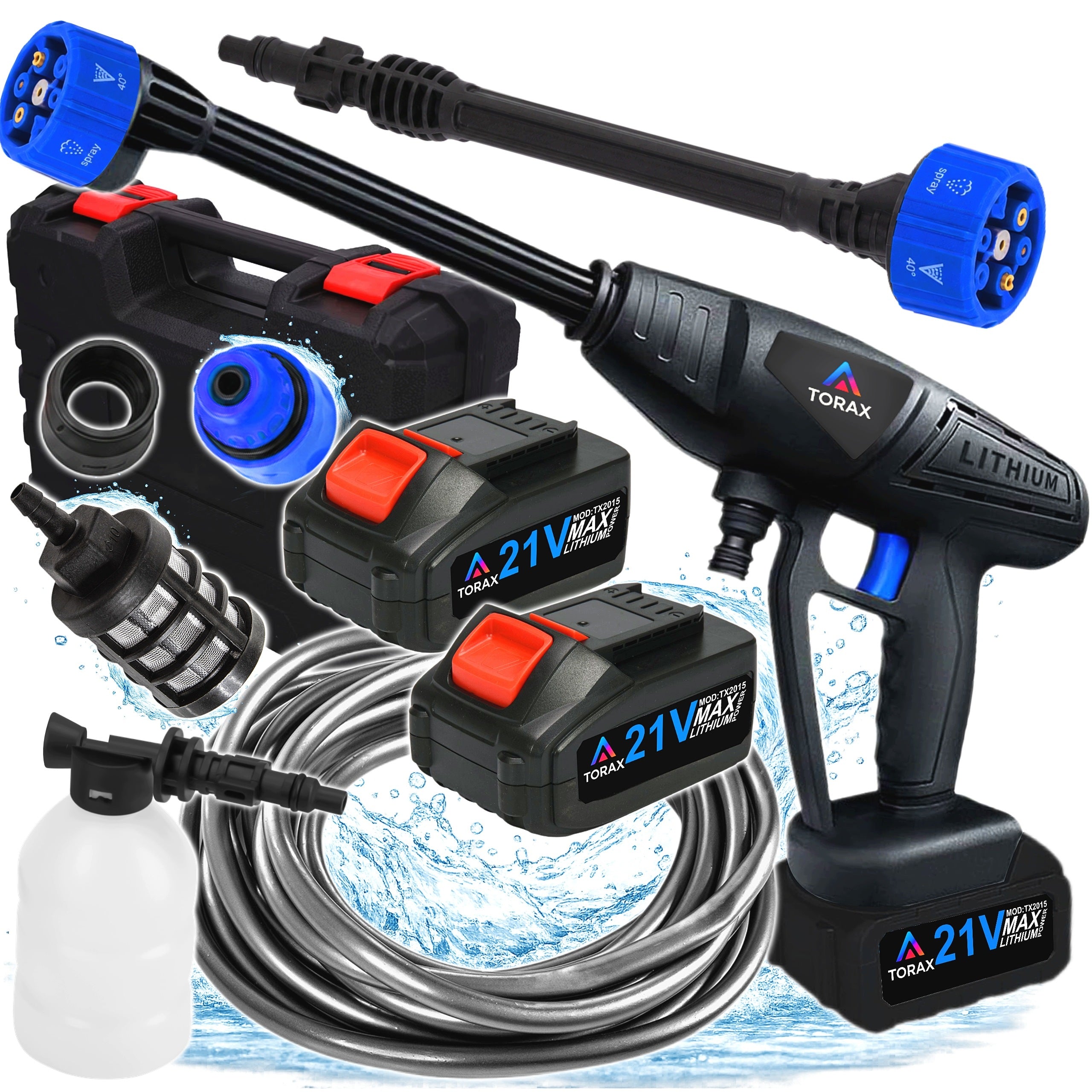 BATTERY PRESSURE WASHER 40BAR 2 X AKU 21V MULTI NOZZLE SET 6in1 Packaging status original