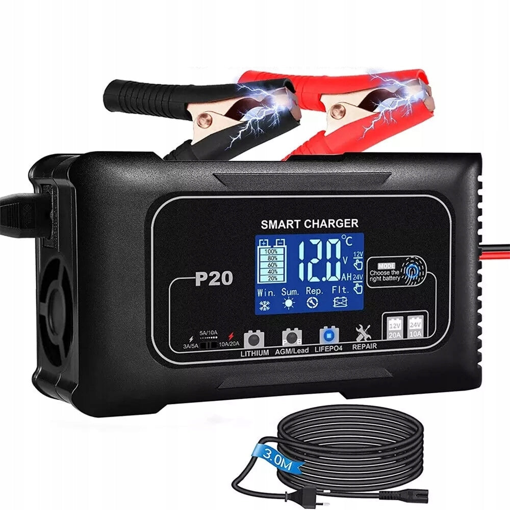 BATTERY RECTIFIER AUTOMATIC SMART CHARGER 12V 20A, 24V 10A