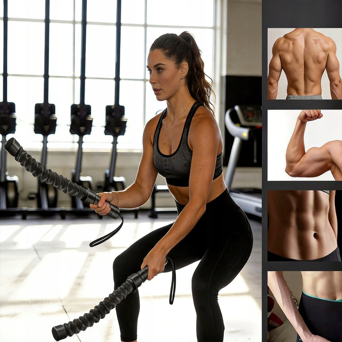 BATTLE ROPE FOR HOME EXERCISE FOLDING WIRELESS BLACK Brand no brand
