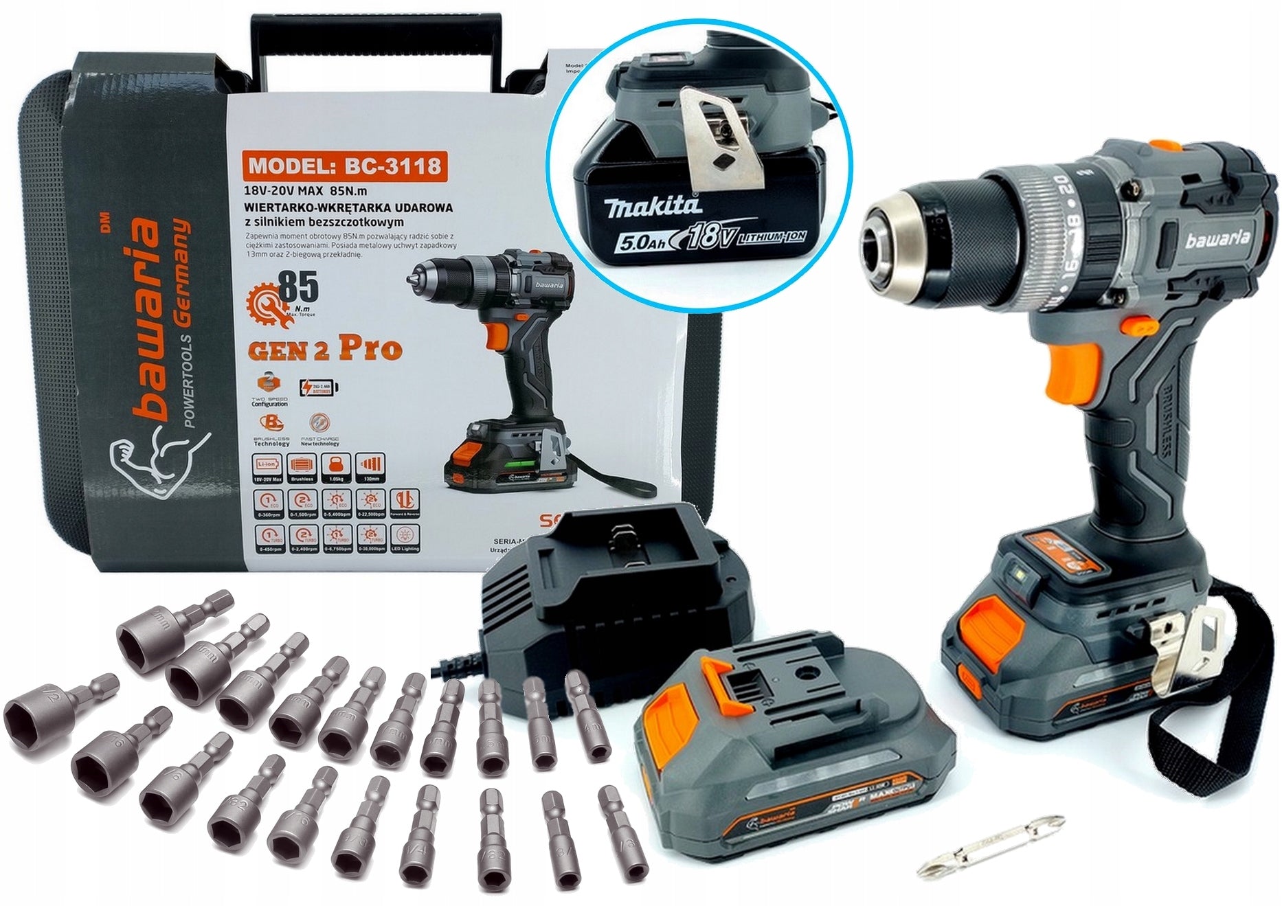 BAWARIA BC-3118 HAMMER DRILL BRUSHLESS 85NM + PNDB1A