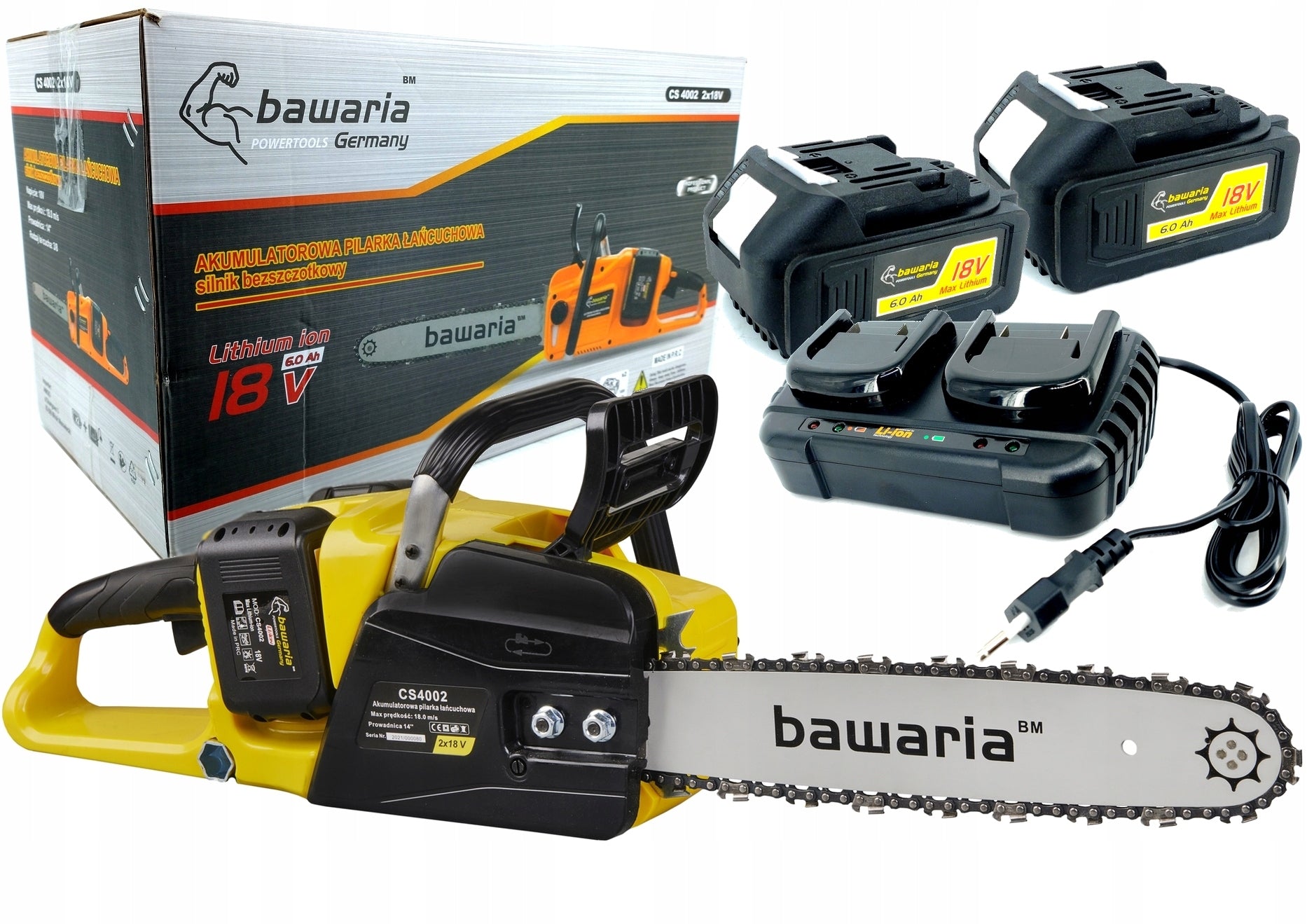BAWARIA CS4002 Cordless Chainsaw 35cm 2x 18V 6.0Ah BL Motor