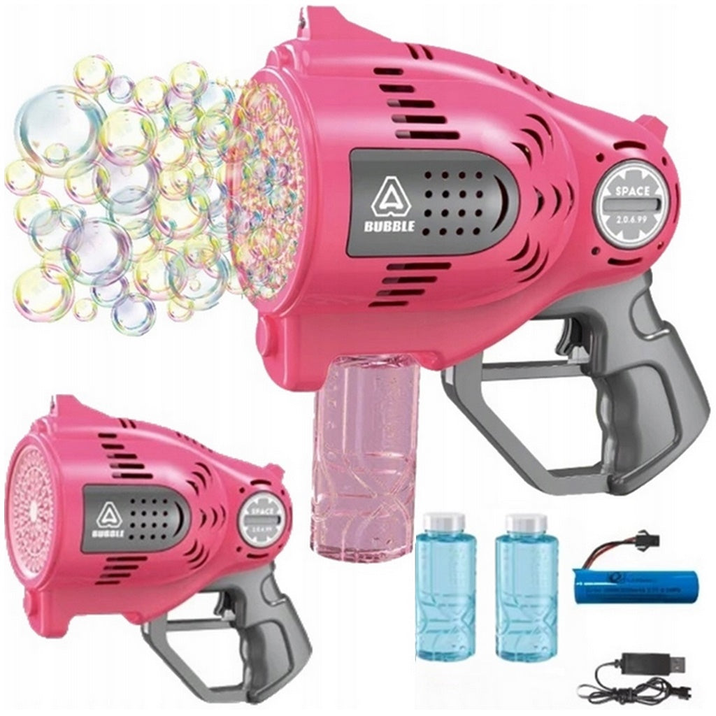 BAZOOKA BUBBLE MACHINE BUBBLE RECHARGEABLE BUBBLE - AUTOMATIC + LIQUID x 2 - VIDEO