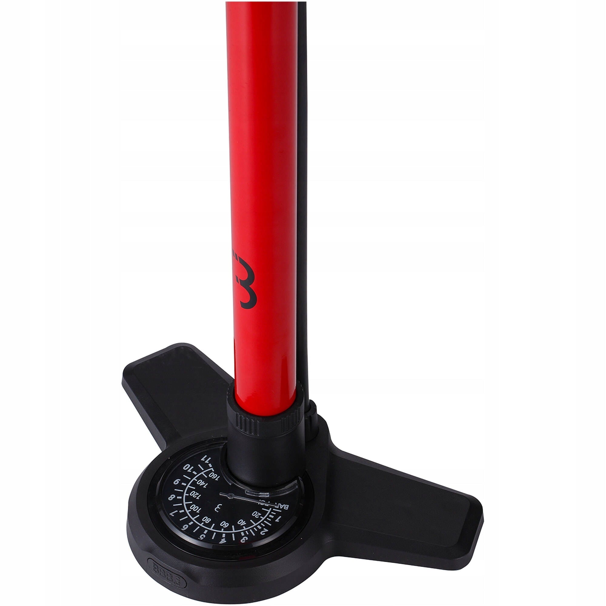 BBB AirBoost Composite Base Dualhead 3.0 Floor Pump - Red Batteries included no
