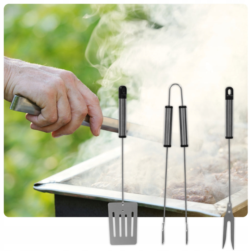 BBQ Accessories Cutlery BBQ Utensils SET OF 3pcs STEEL Manufacturer code Gadżety do grilla akcesoria zestaw 3szt