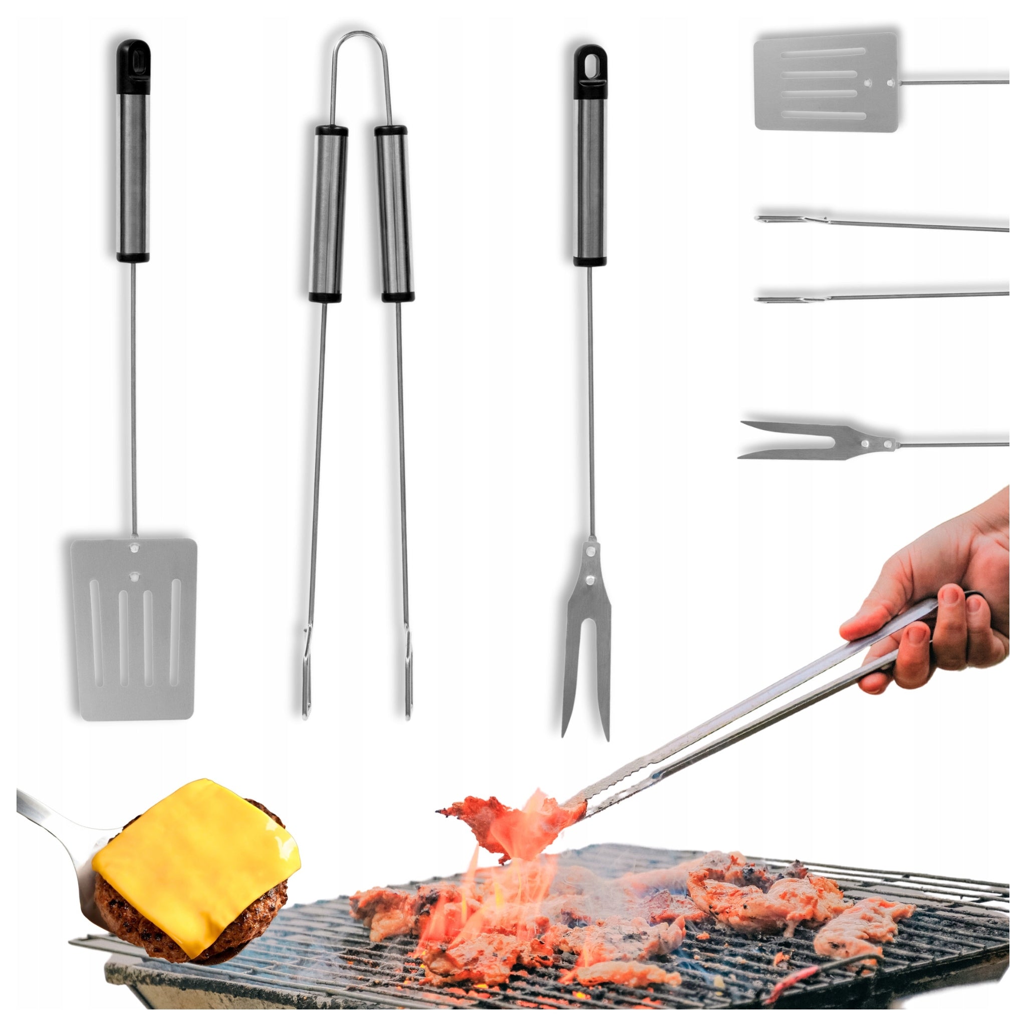 BBQ Accessories Cutlery BBQ Utensils SET OF 3pcs STEEL