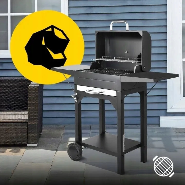 BBQ Charcoal Grill with Lid Thermometer Wheels Ashtray 2 Grates Manufacturer MalTec