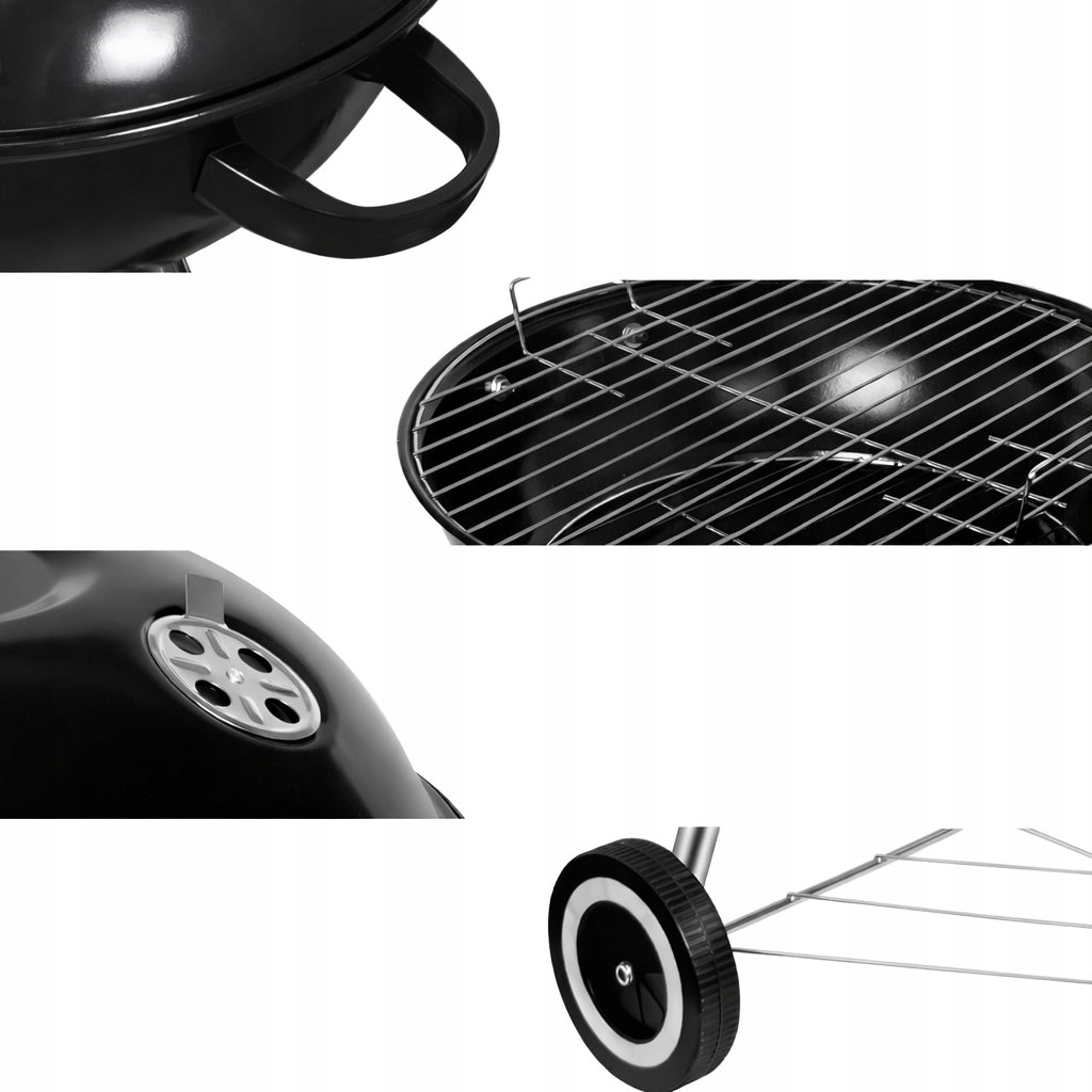 BBQ Grill TEXAS KETTLE Garden Charcoal for Briquette Lockable LID Shelf Grate length 40 cm