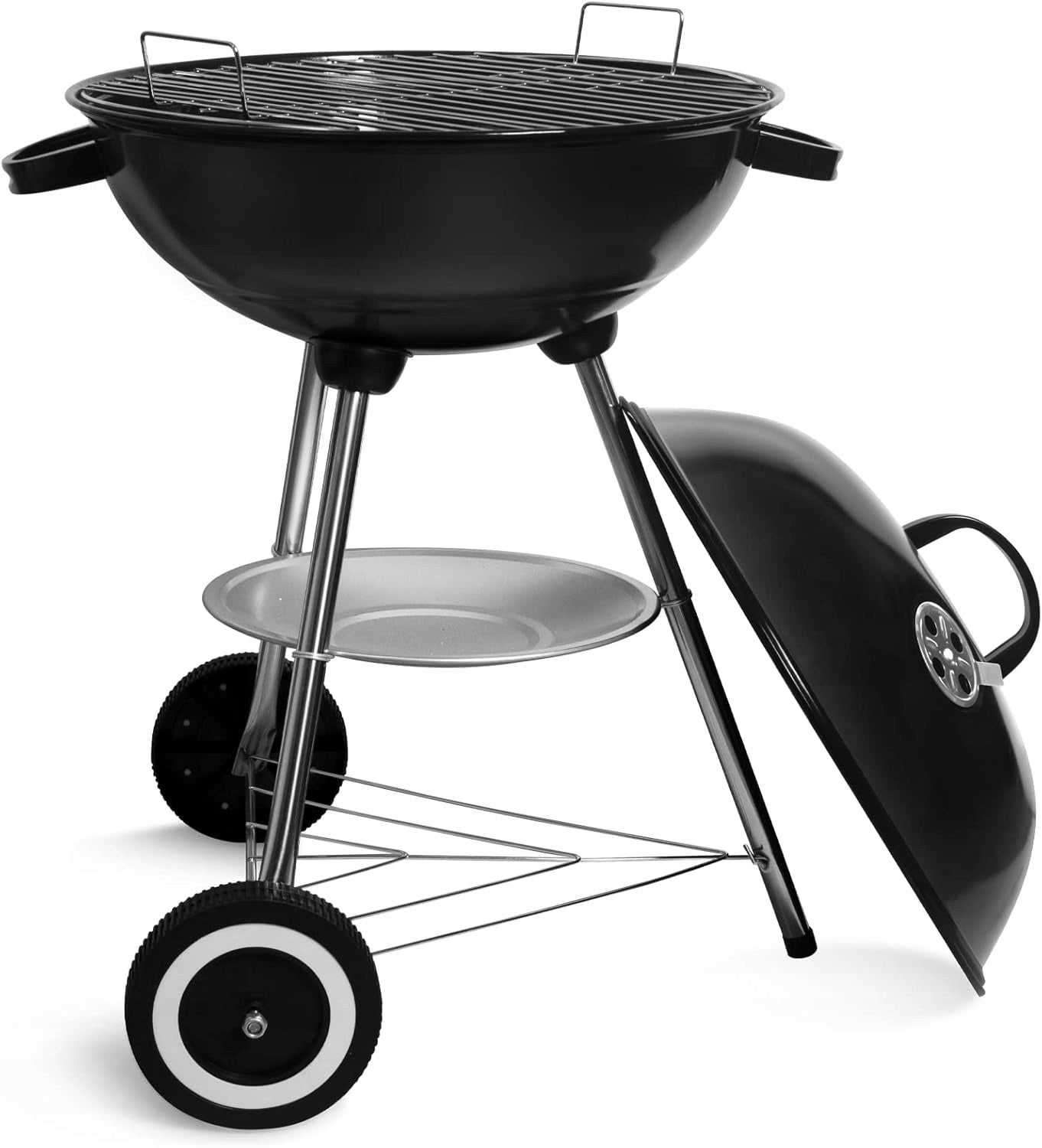 BBQ Grill TEXAS KETTLE Garden Charcoal for Briquette Lockable LID Shelf