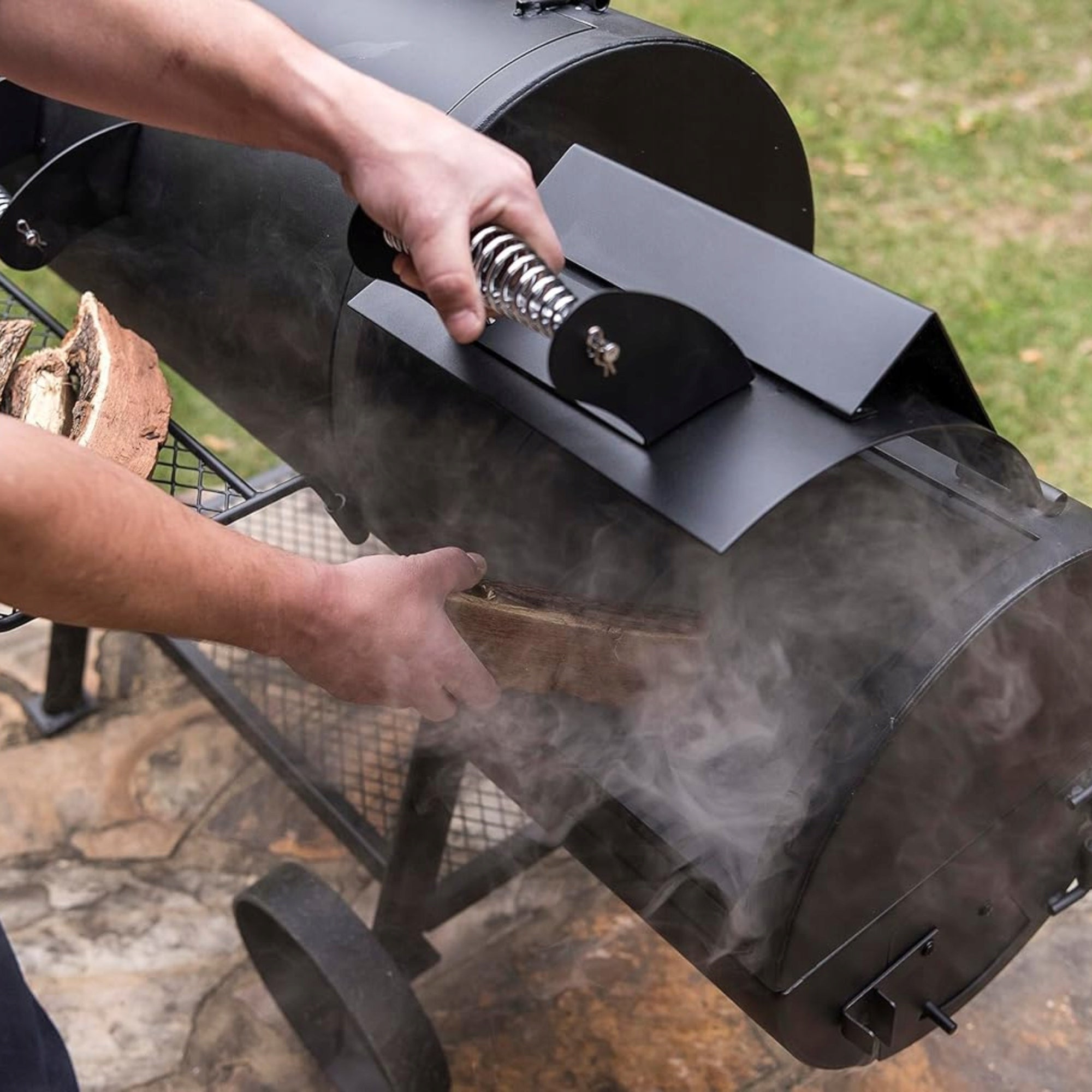 BBQ Grill with Smokehouse Oklahoma Joe's Highland Offset Smoker Large 5800cm² Grill depth 85 cm