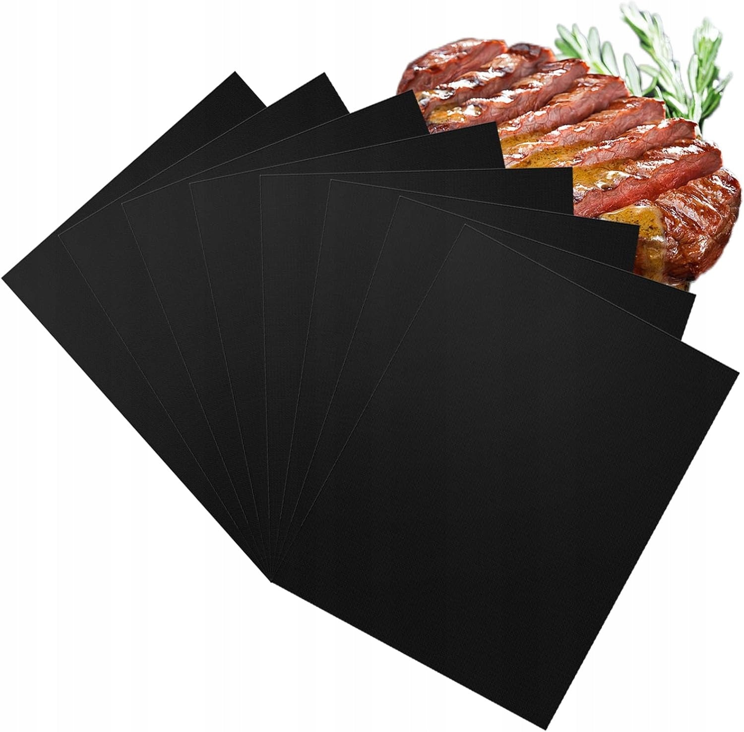 BBQ MAT 40X33 CM BLACK SET OF 8