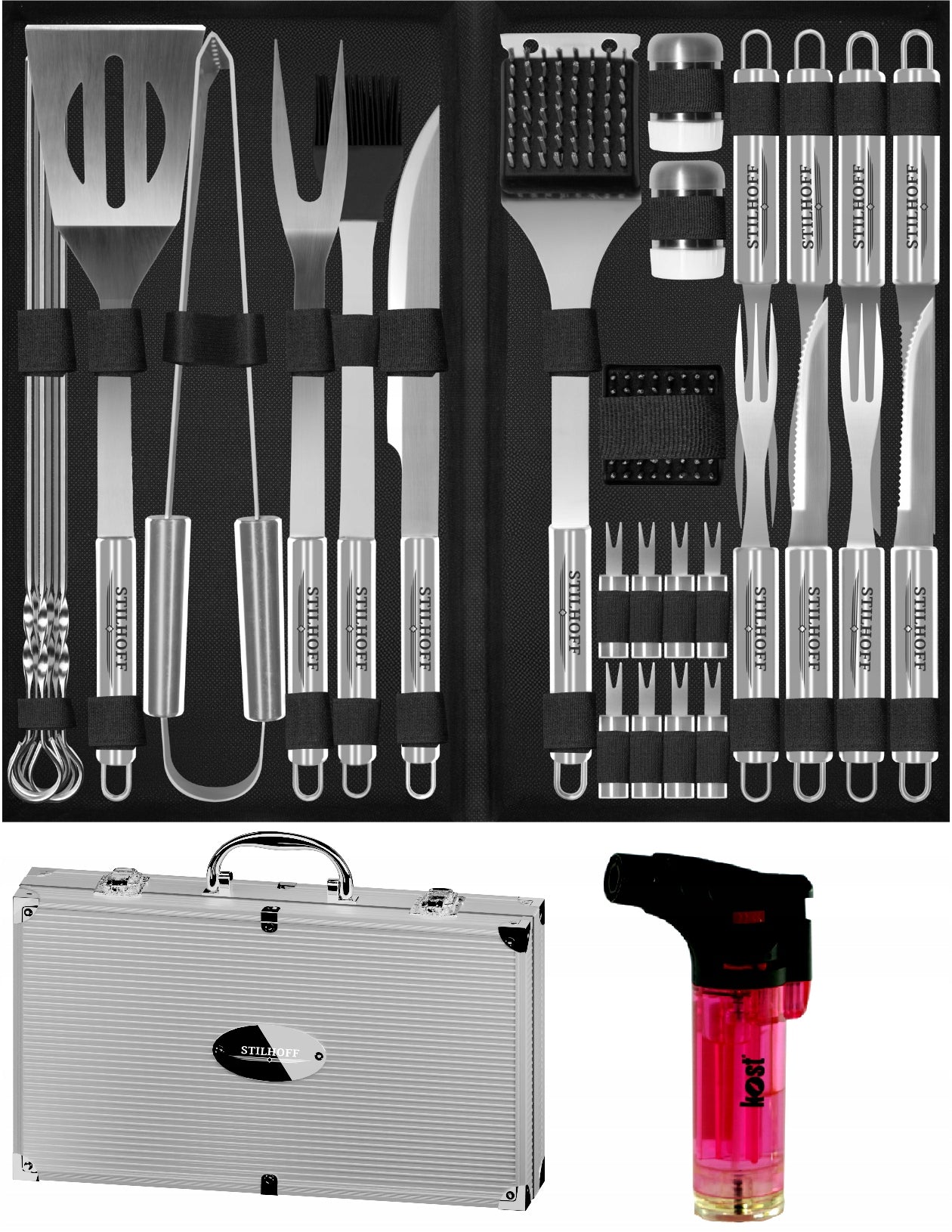 BBQ STILHOFF cutlery set accessories 35pcs 33+suitcase+burner
