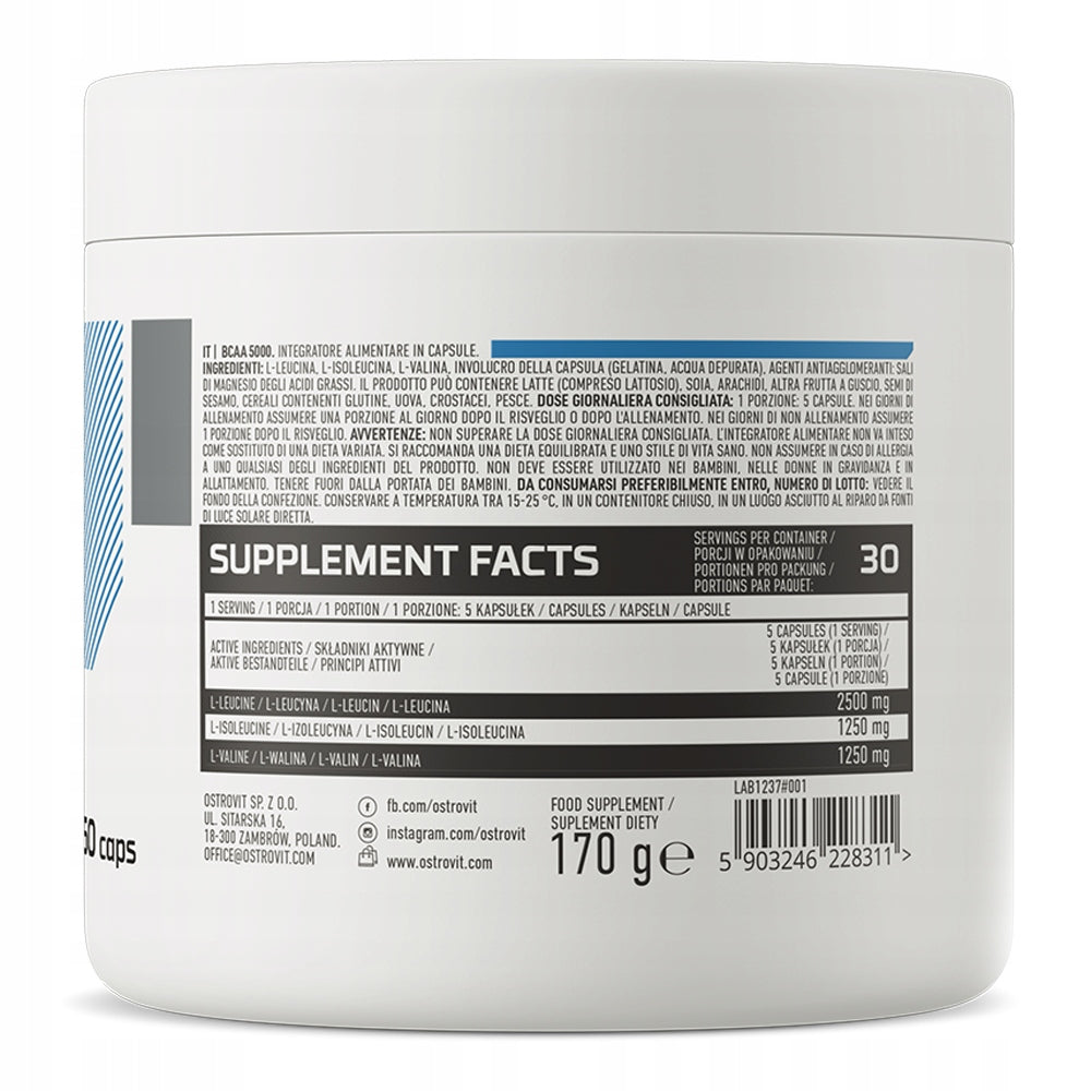 BCAA 1000 capsules OstroVit 170 g natural Expiration date at least 1 year from the date of purchase