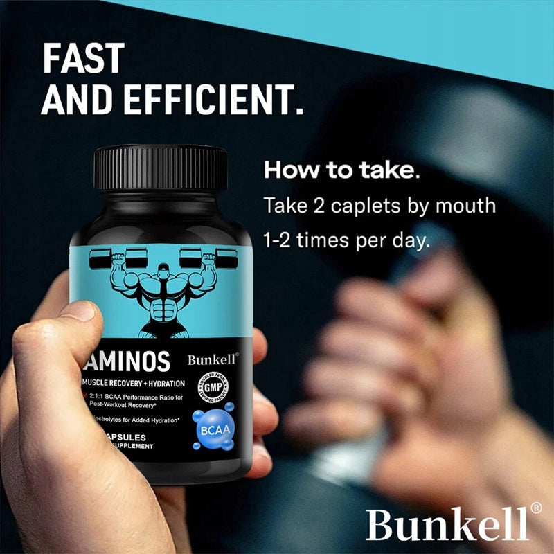 BCAA 5000 mg capsules increase energy, strength and endurance Packaging status original