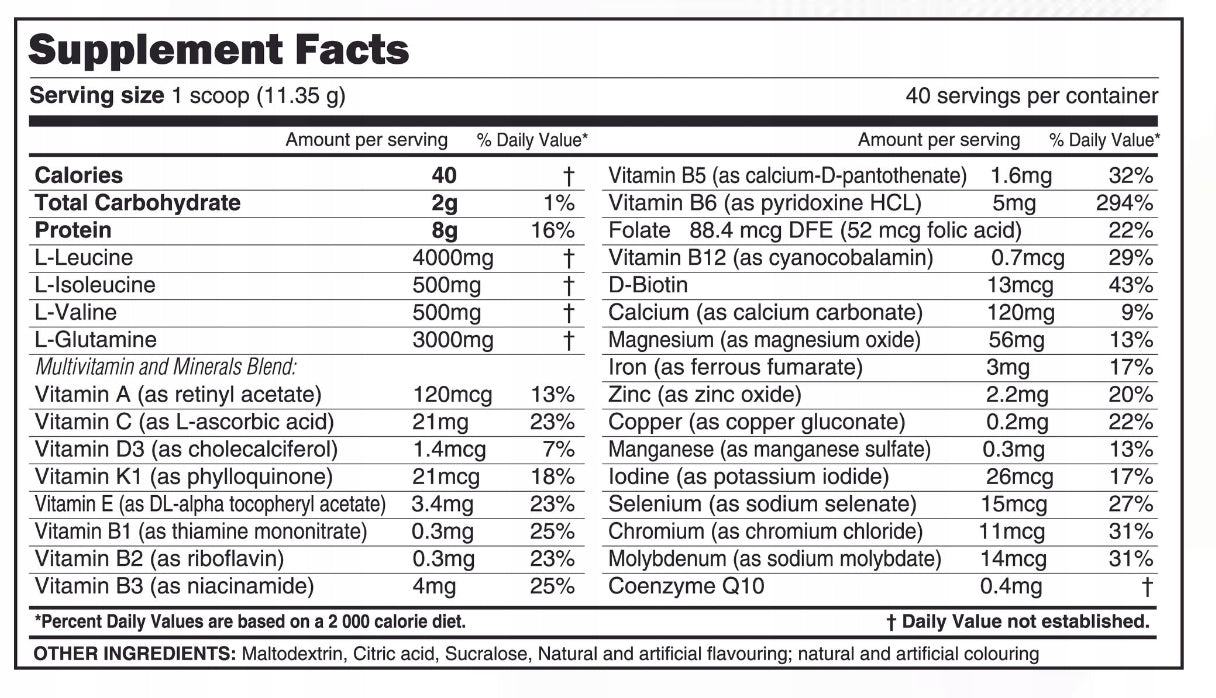 BCAA 8:1:1 amino acids, L-glutamine, multivitamin - Strawberry - Watermelon Number of servings per packaging 40