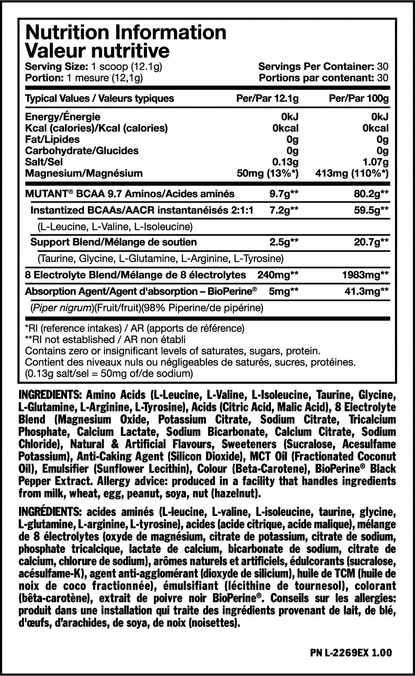 BCAA 9.7 Mutant 348 g fruit punch Manufacturer code 1000001053#88