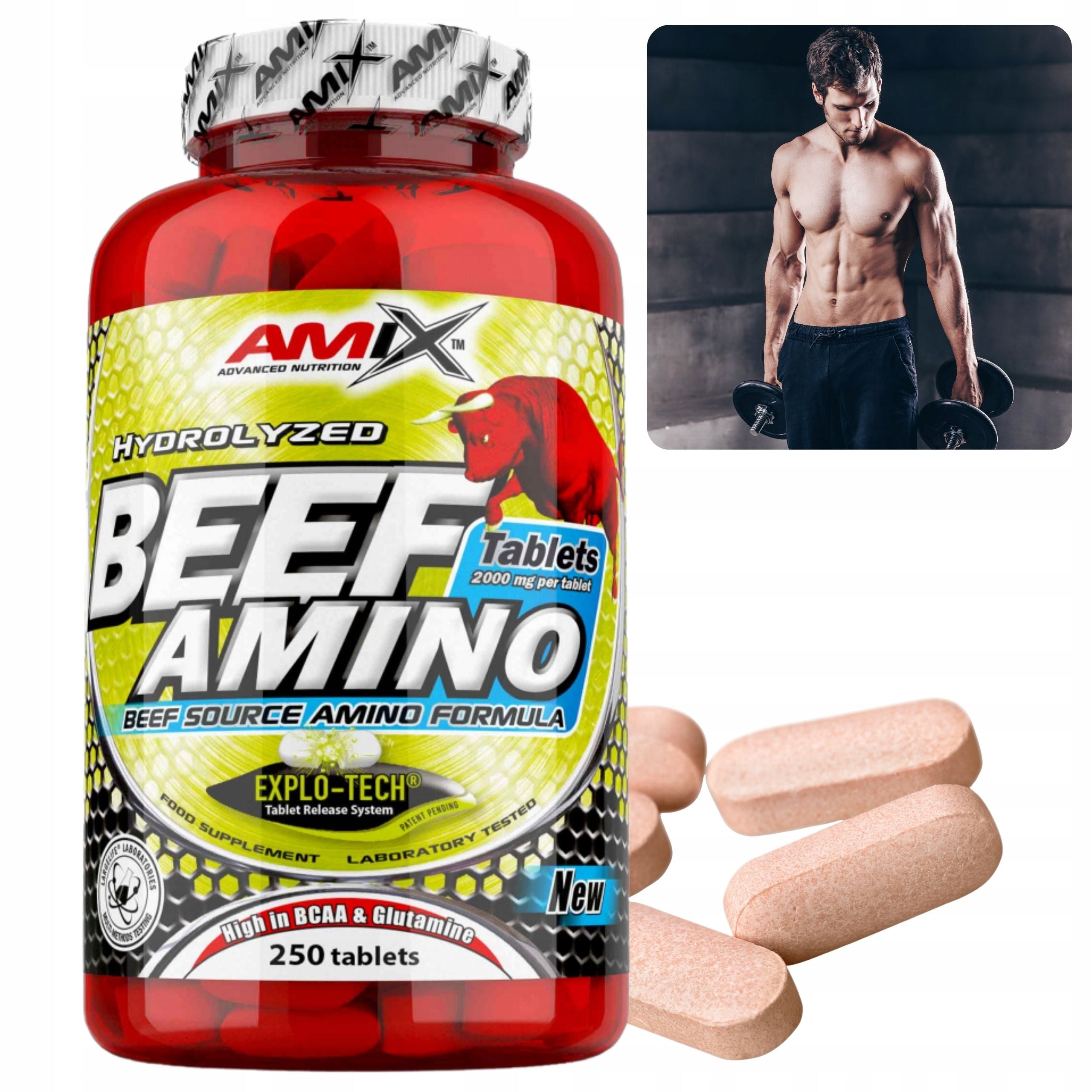 BCAA Beef Amino Acids EAA with Arginine Muscle Regeneration 250 tablets