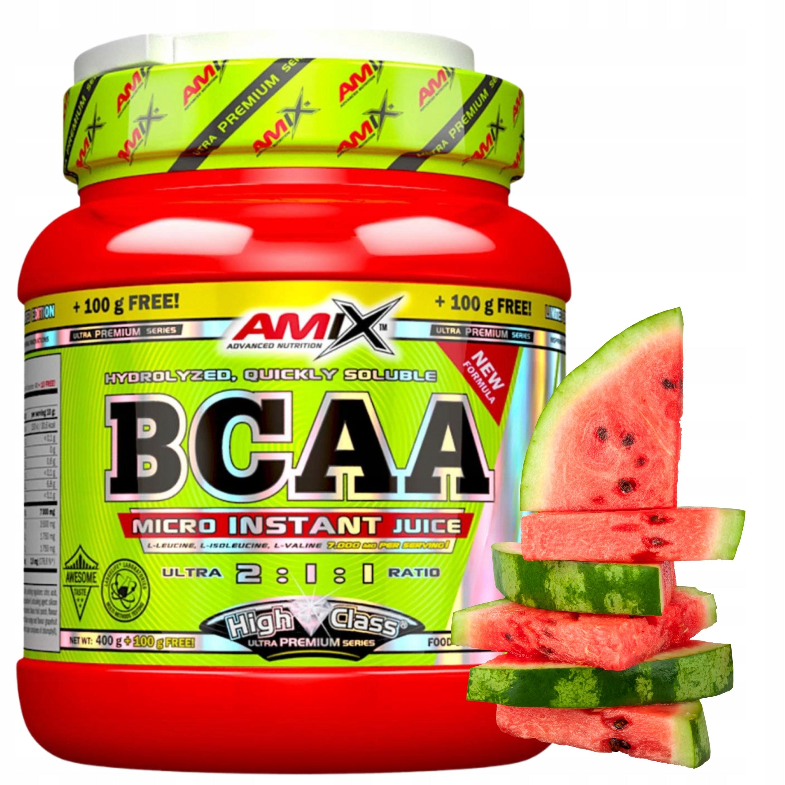 BCAA Leucine Isoleucine Valine 2:1:1 Branched Chain Amino Acids Watermelon 500g