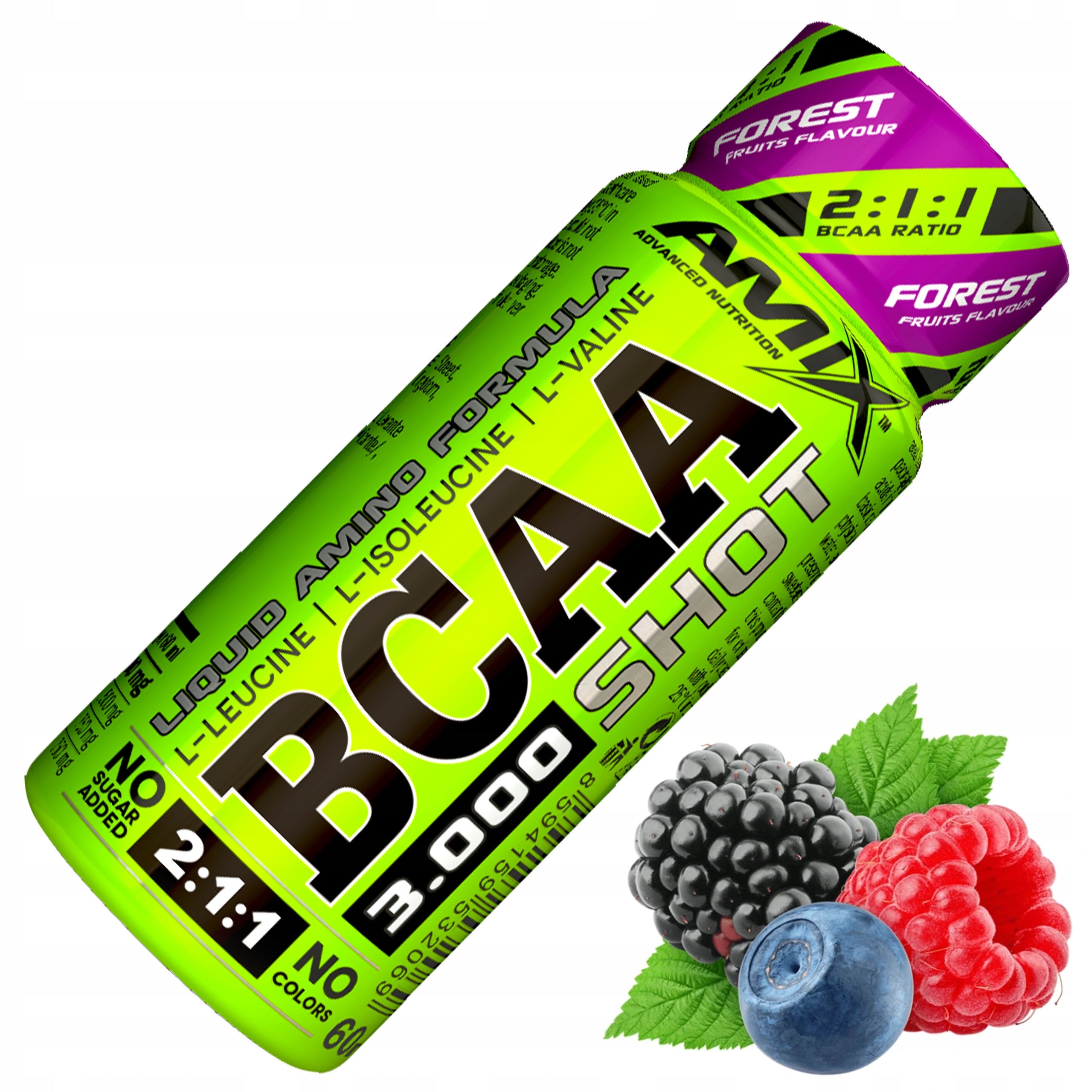 BCAA SHOT 3000 Amix - Powerful Drinking Amino Acids Ampoule LEUCINE VALINE Packaging status original