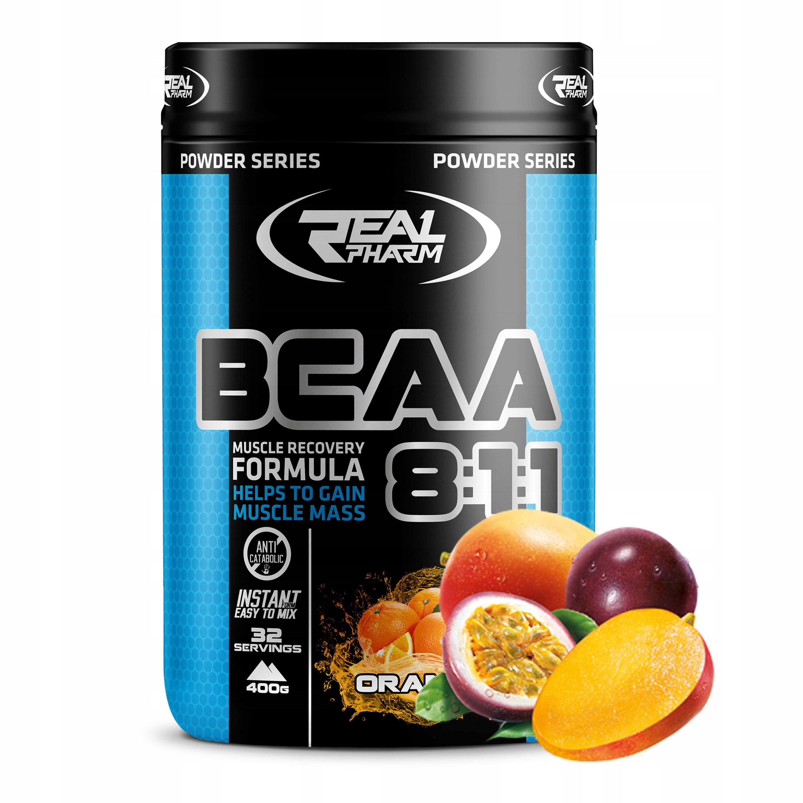 BCAA amino acids 8:1:1 REAL PHARM 400g Mango Regeneration Training