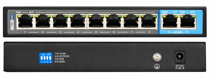 BCS-B-SP08G02G POE SWITCH GIGABIT 8xPOE 2xUPLINK RJ 96W LAN SWITCH