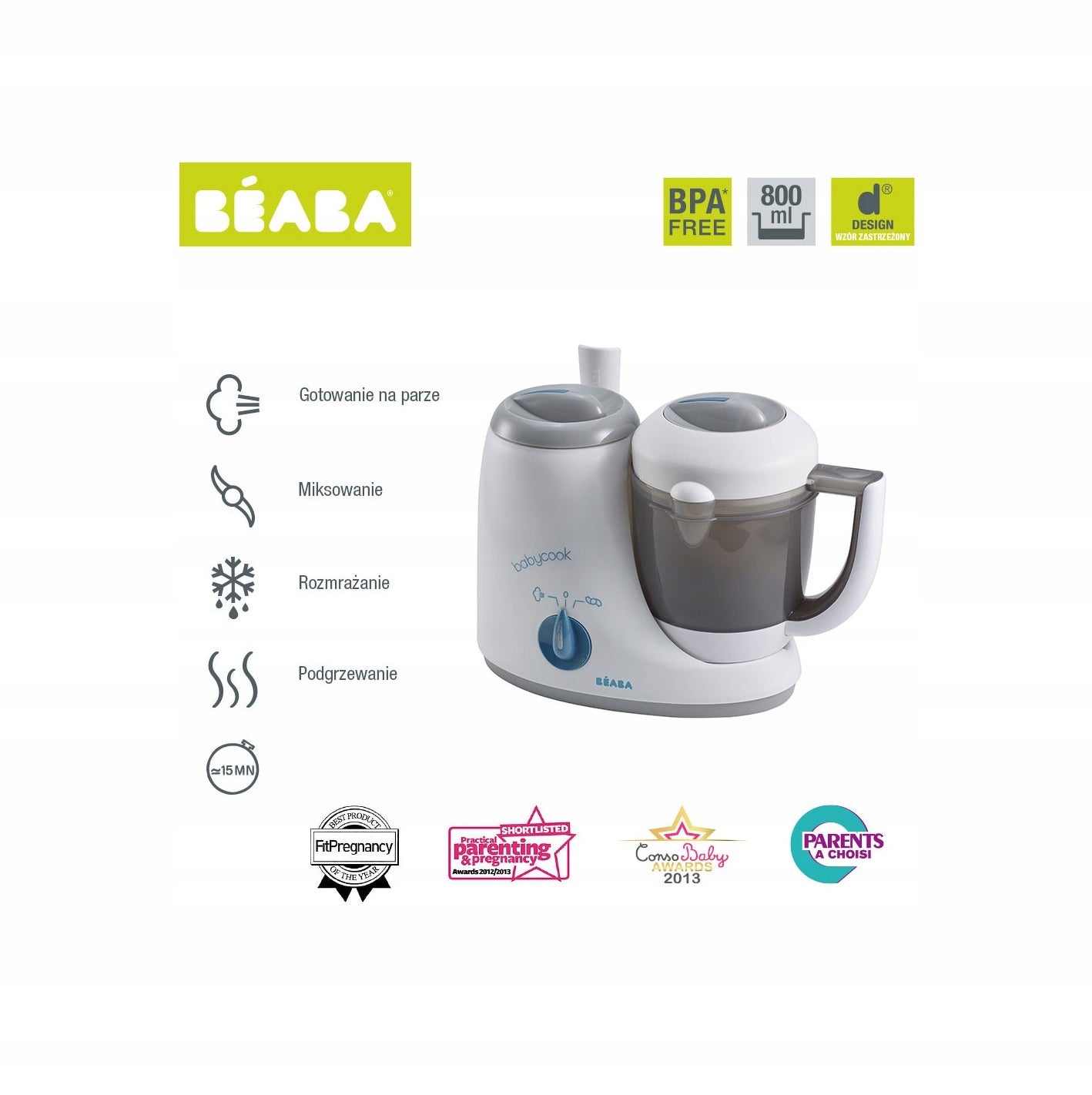 BEABA Babycook Original 4in1 MULTIFUNCTION ROBOT Power rating 1000 W