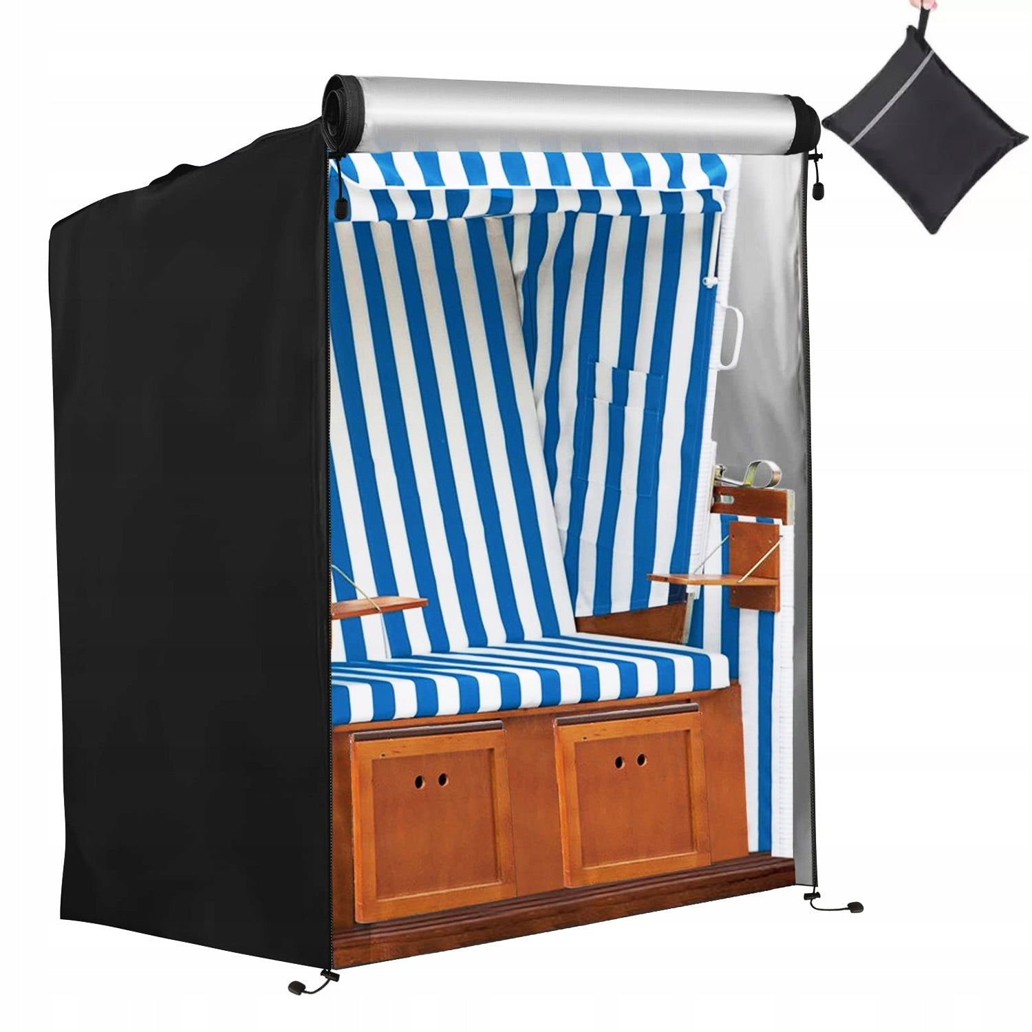 BEACH BASKET COVER420D 135*105*175/140cm WATERPROOF BLACK XXL