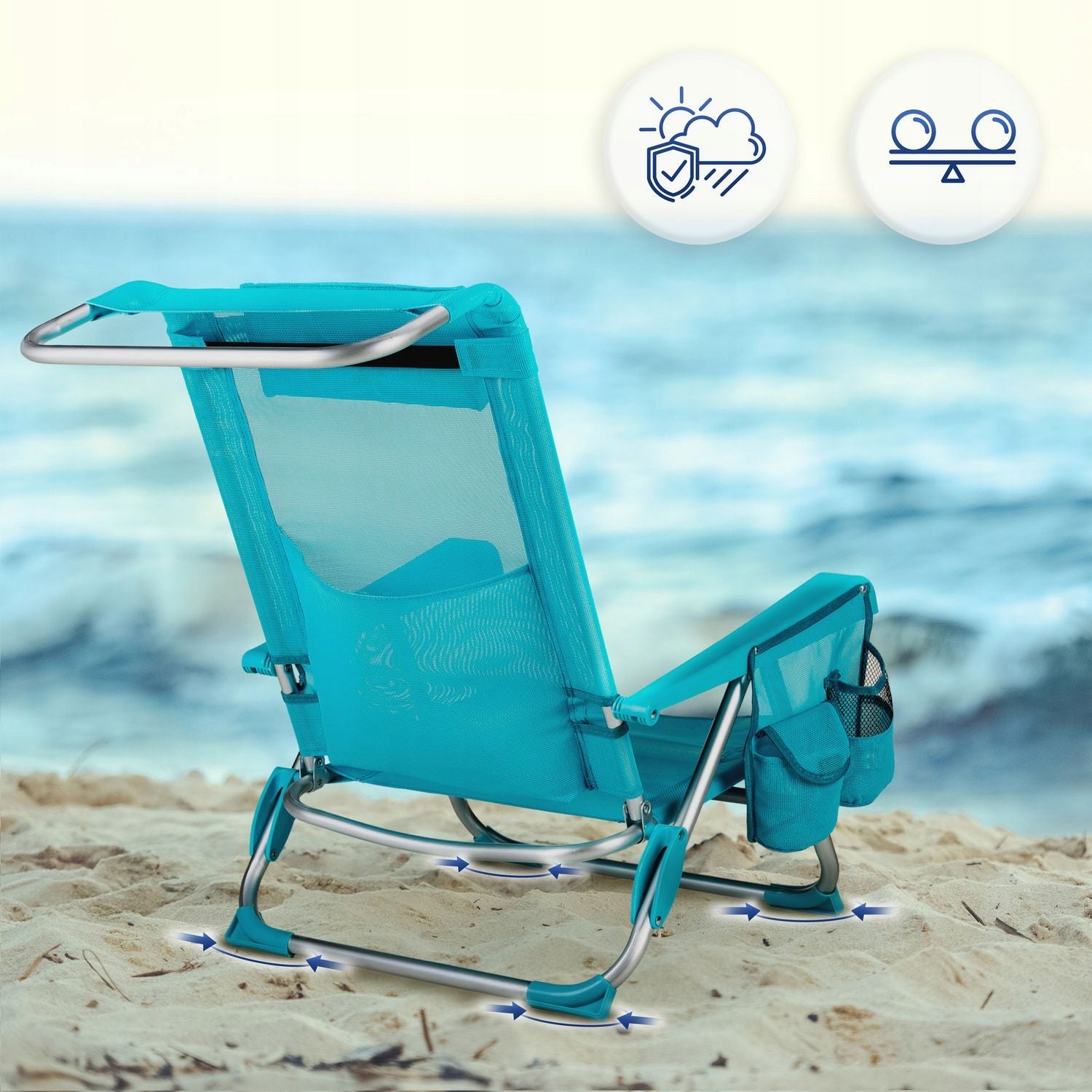 BEACH CHAIR FOLDING 2IN1 POCKET CUSHION OUTTEC Length (longer side) 103 cm