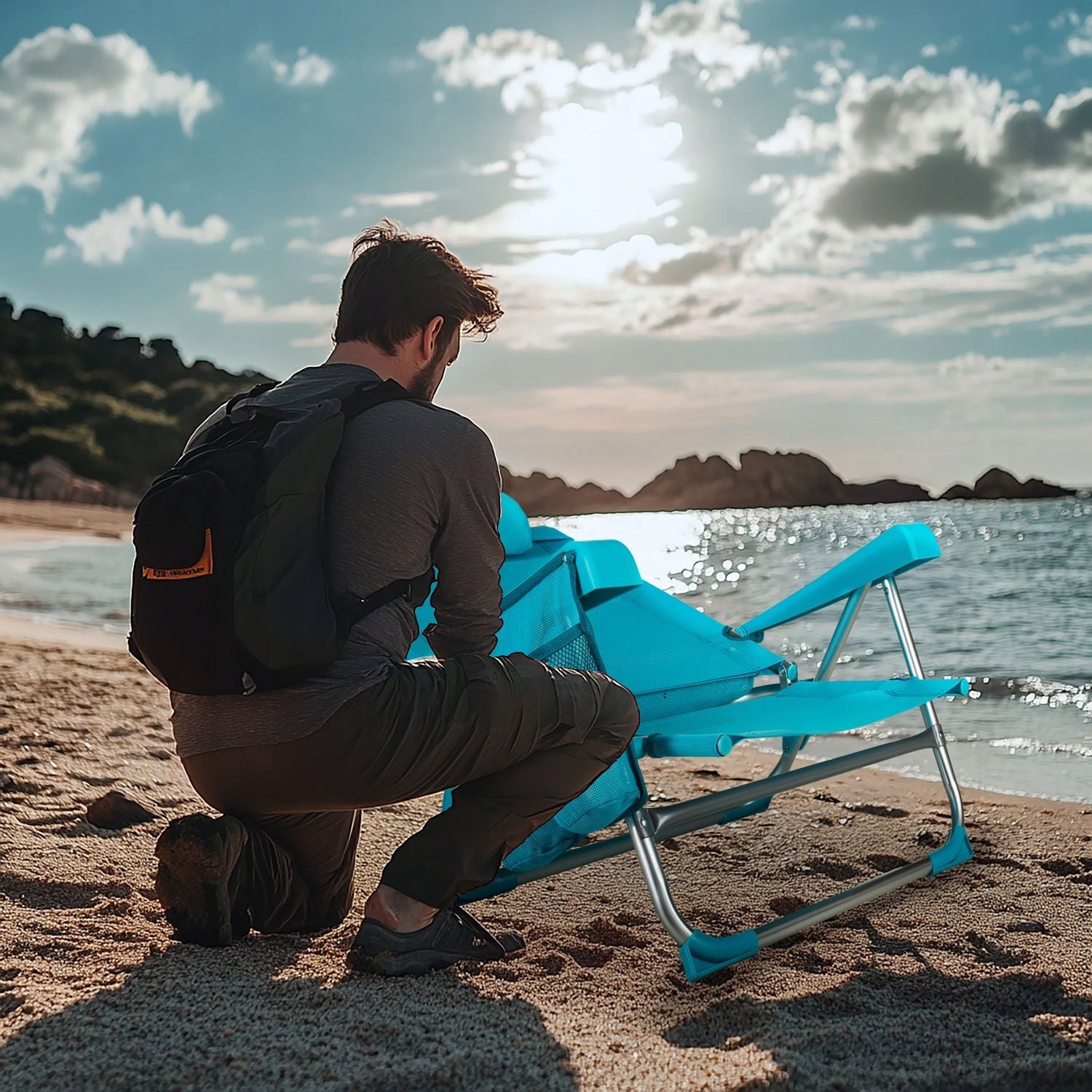 BEACH CHAIR FOLDING 2IN1 POCKET CUSHION OUTTEC Weight 3 kg